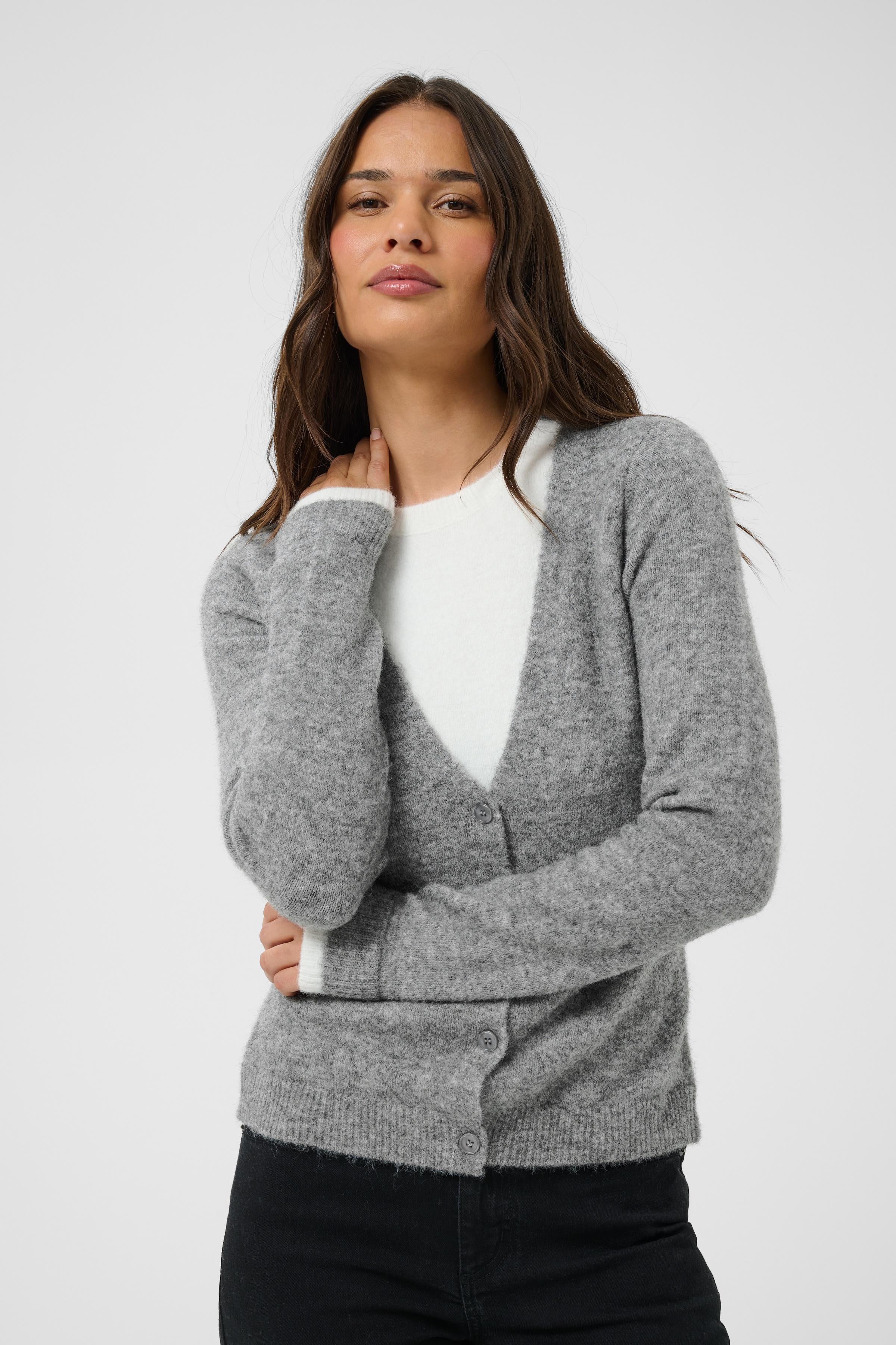 Cardigan à col en V gris