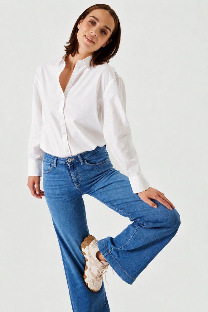 Jean large Celia en bleu moyen délavé