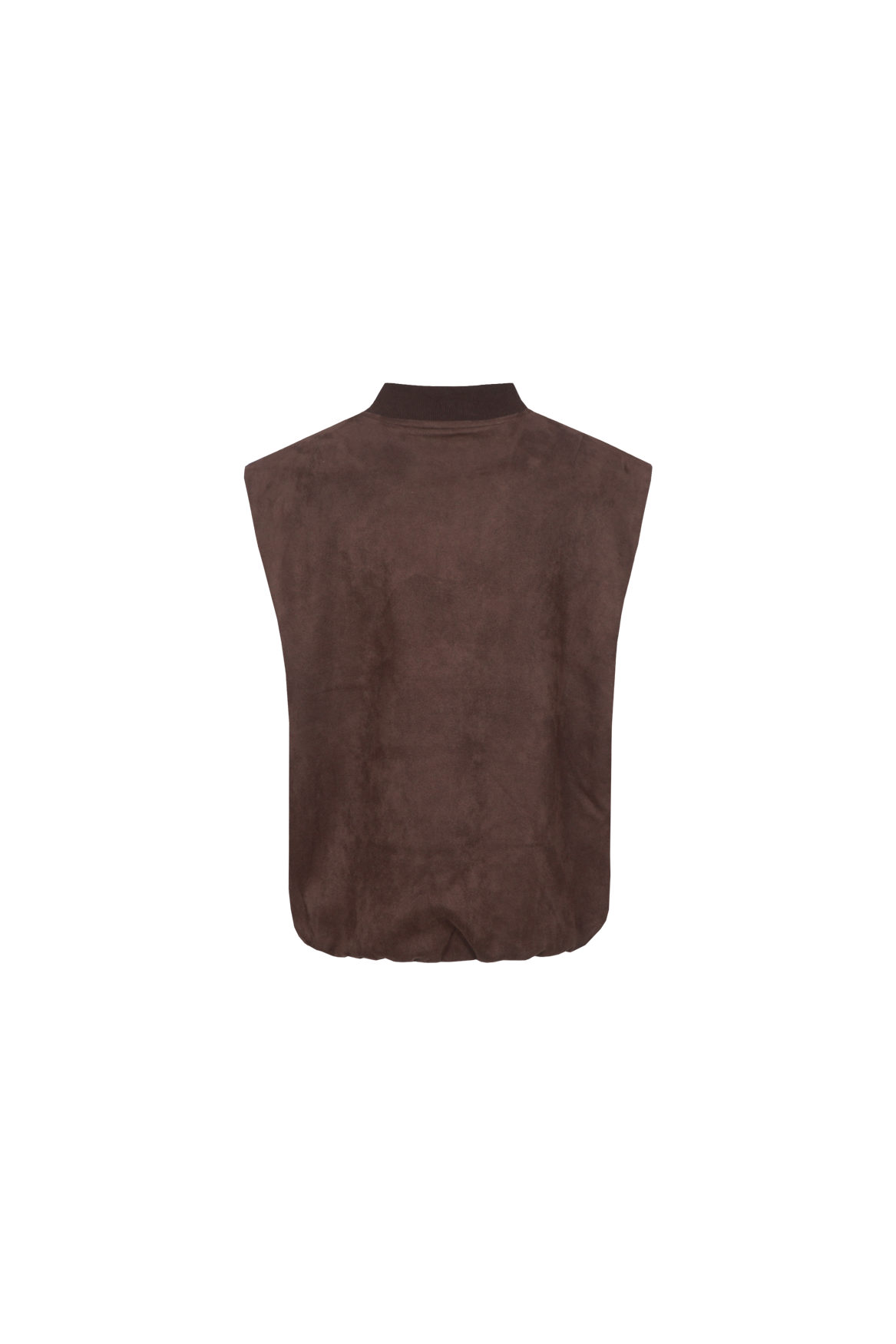 Veste sans manches en suédine avec col montant zippé