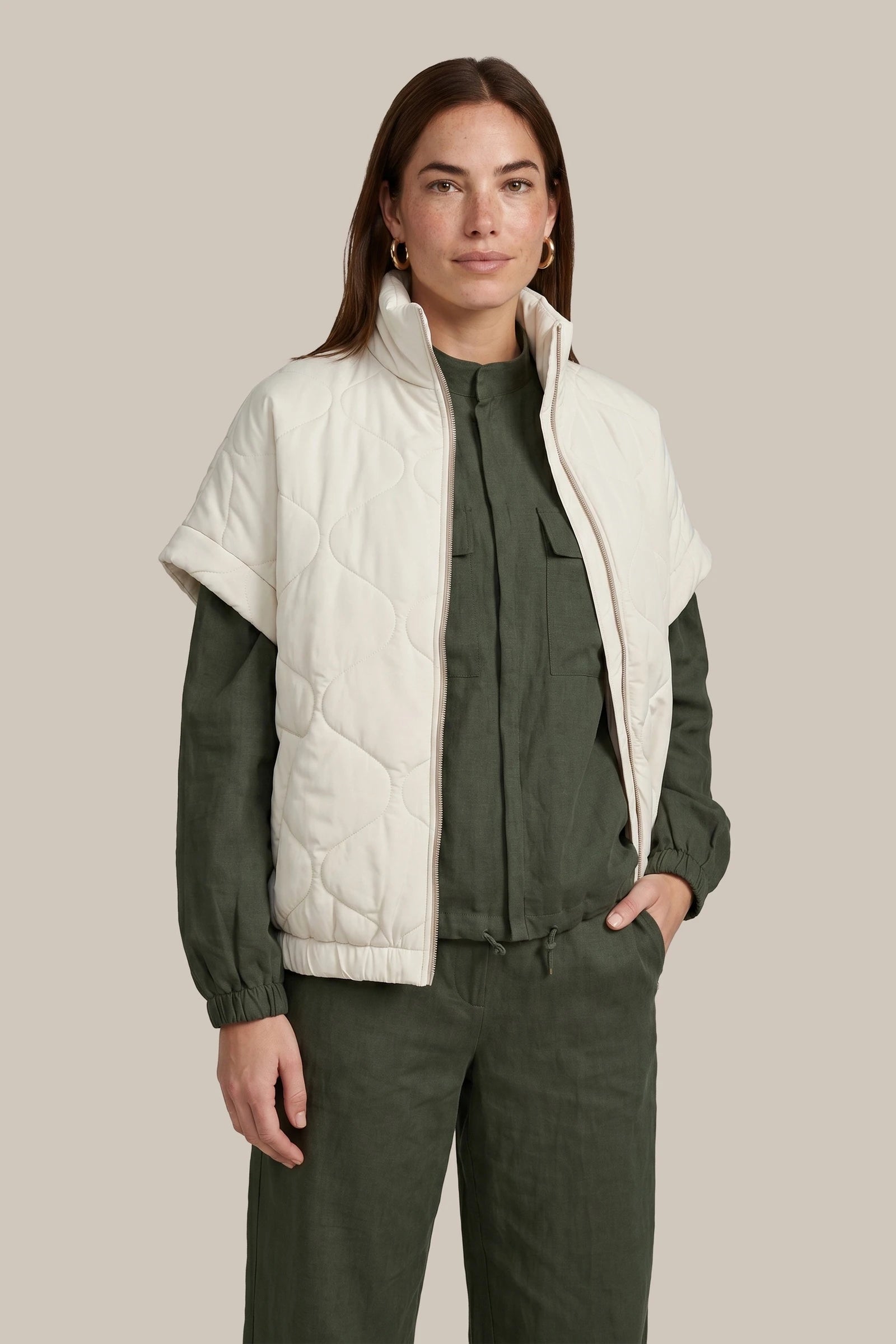 Veste matelassée à col montant crème