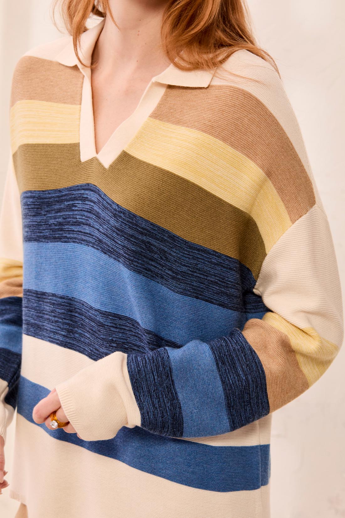 Pull rayé à col polo