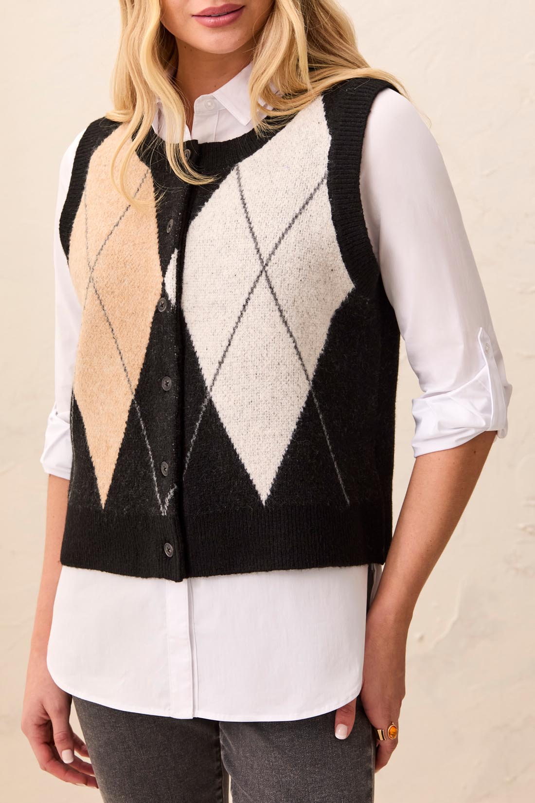 Gilet noir à losanges