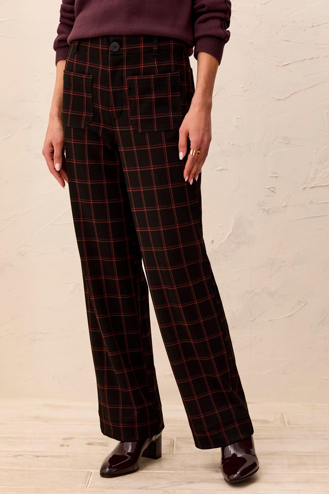 Pantalon à carreaux coupe large