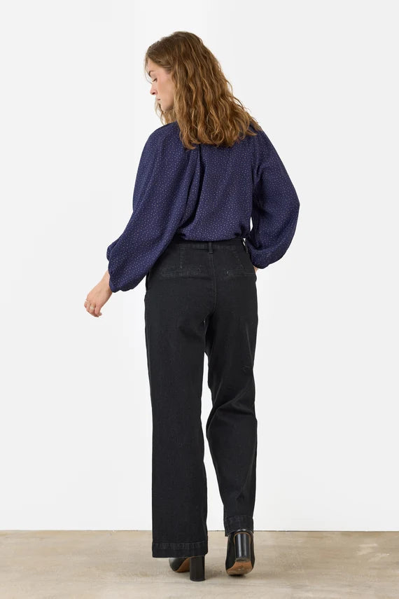 Chemise imprimée à manches longues – Beige ou marine