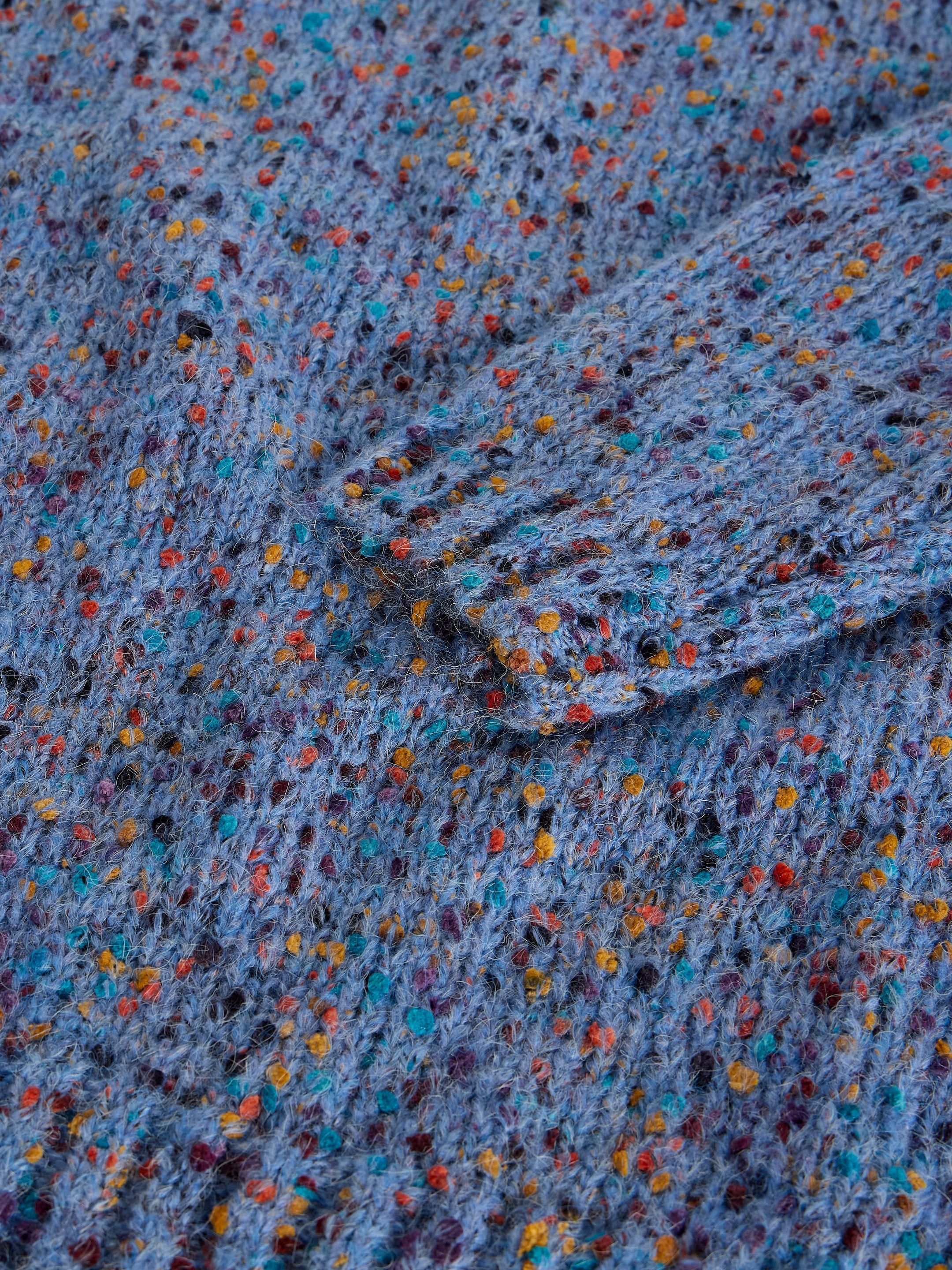Pull à col en V bleu chiné