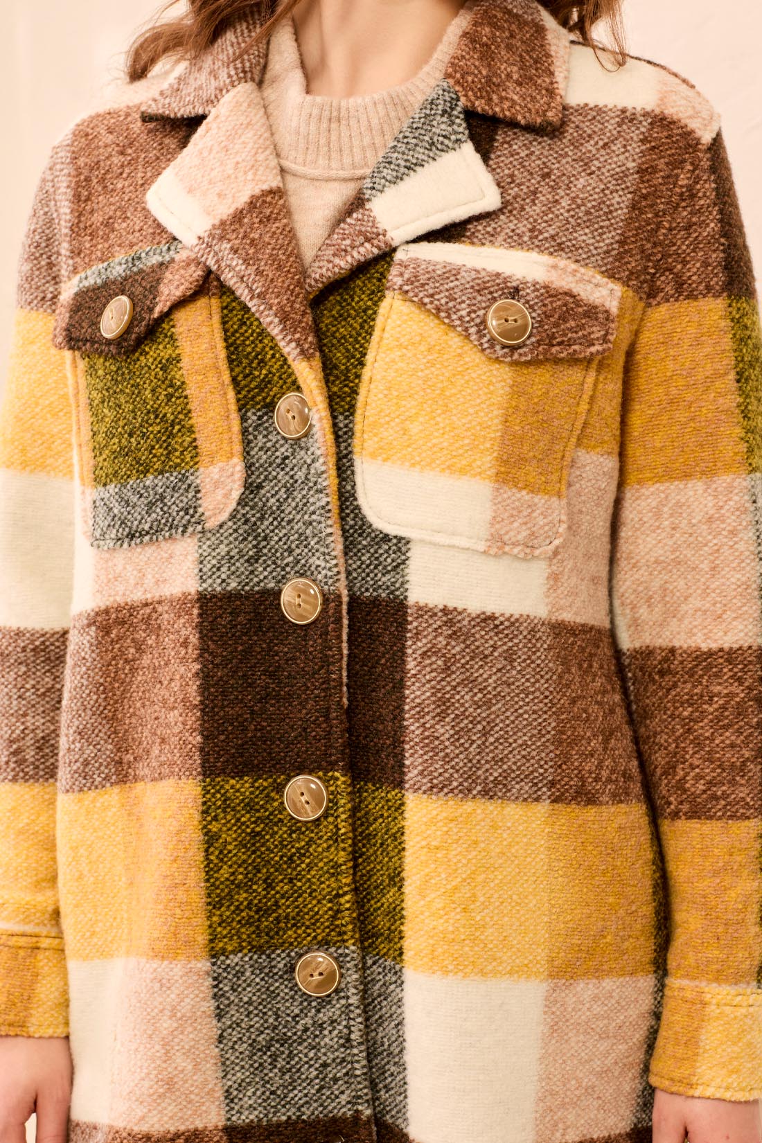Veste mi-longue à carreaux