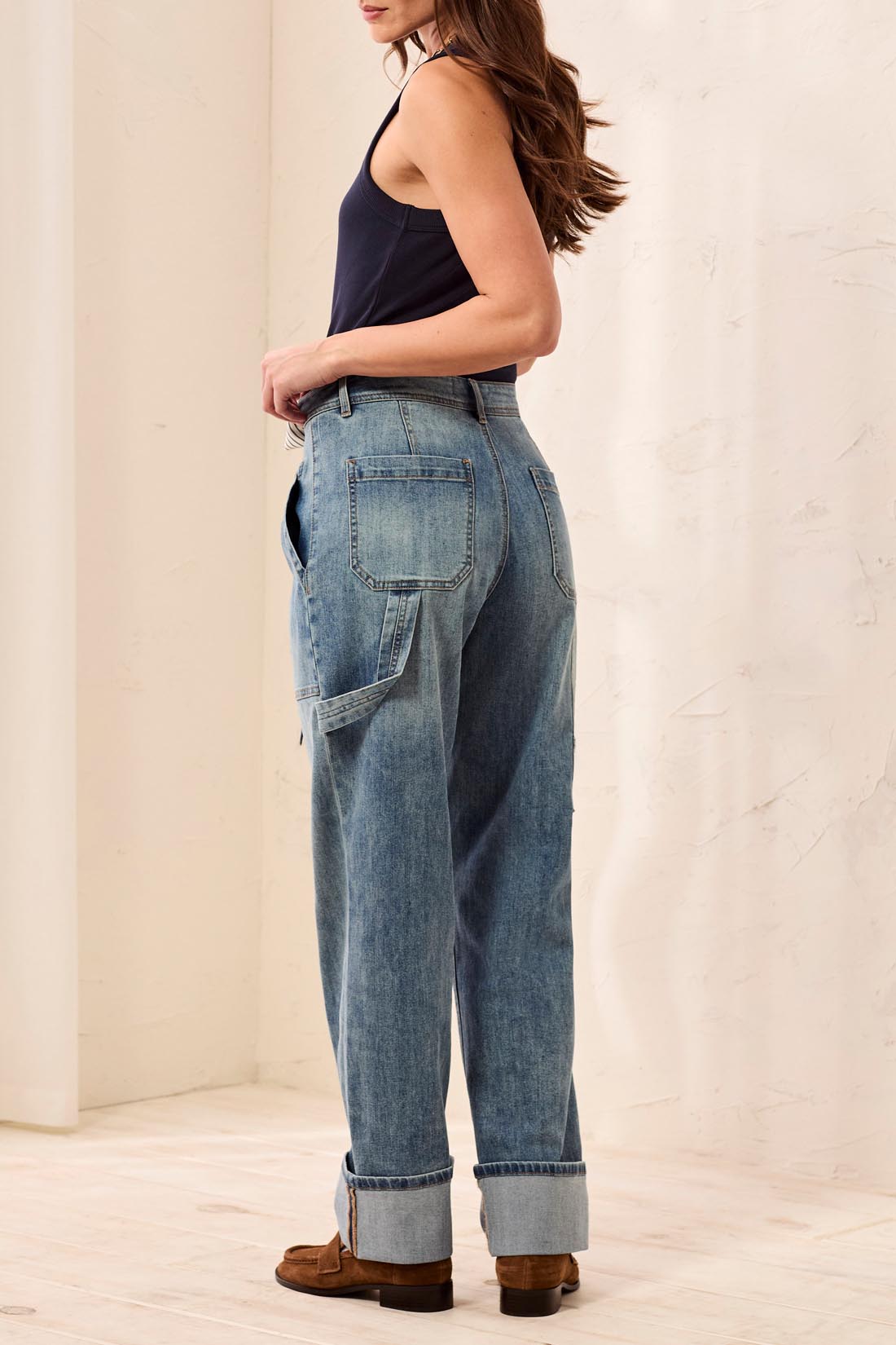 Jean cargo coupe droite bleu délavé