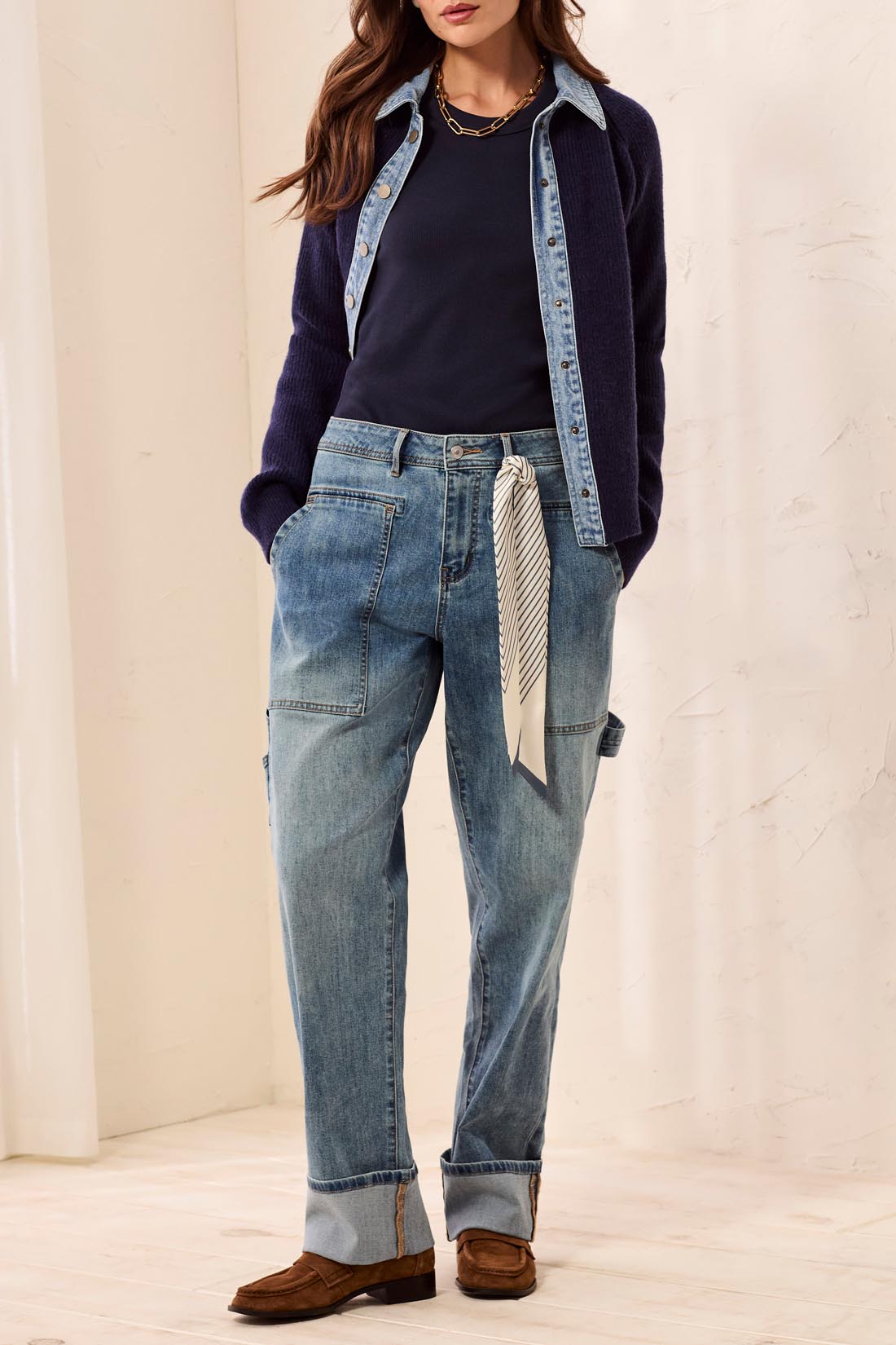 Jean cargo coupe droite bleu délavé
