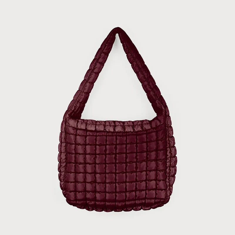 Sac matelassé brun avec ganse à l'épaule