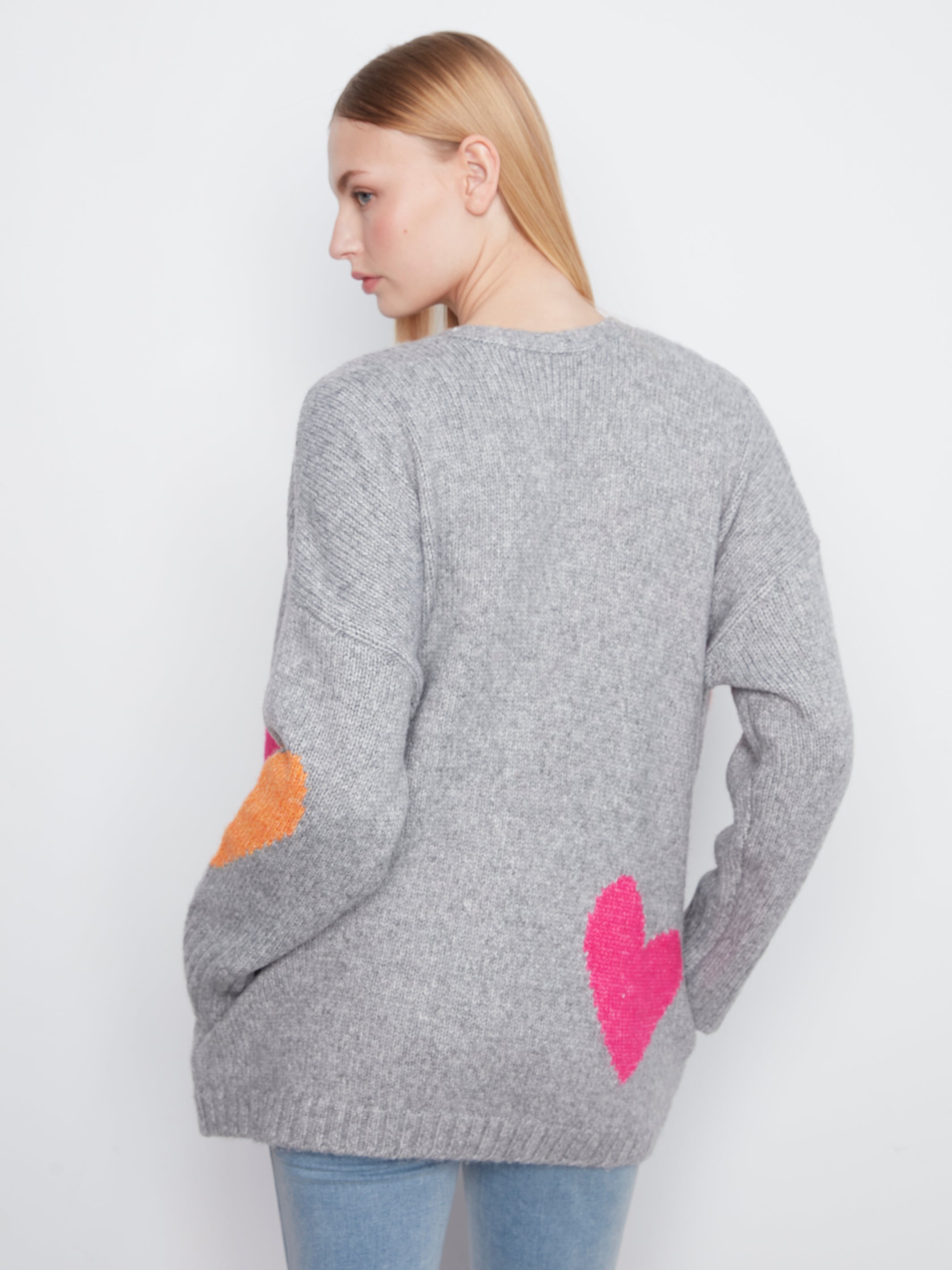 Cardigan surdimensionné avec cœurs colorés