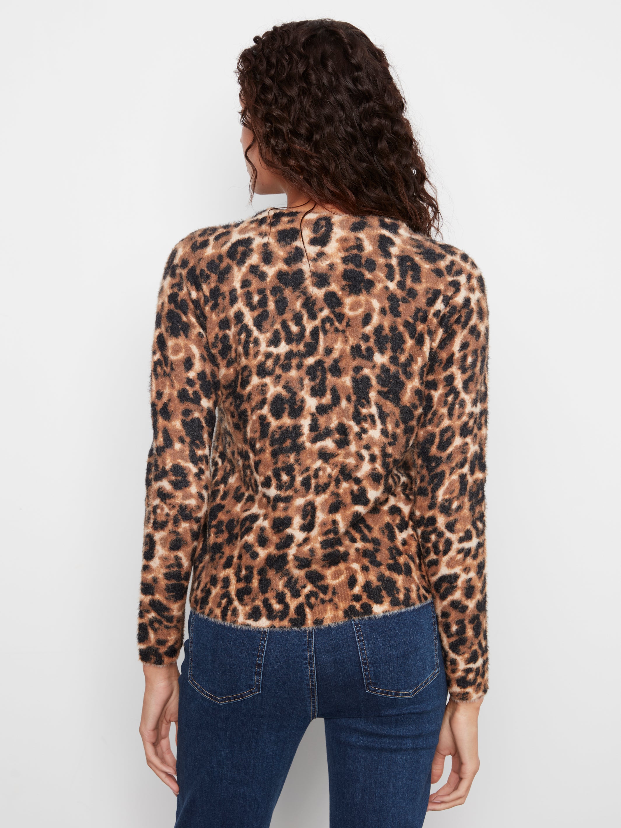 Pull duveteux à imprimé guépard