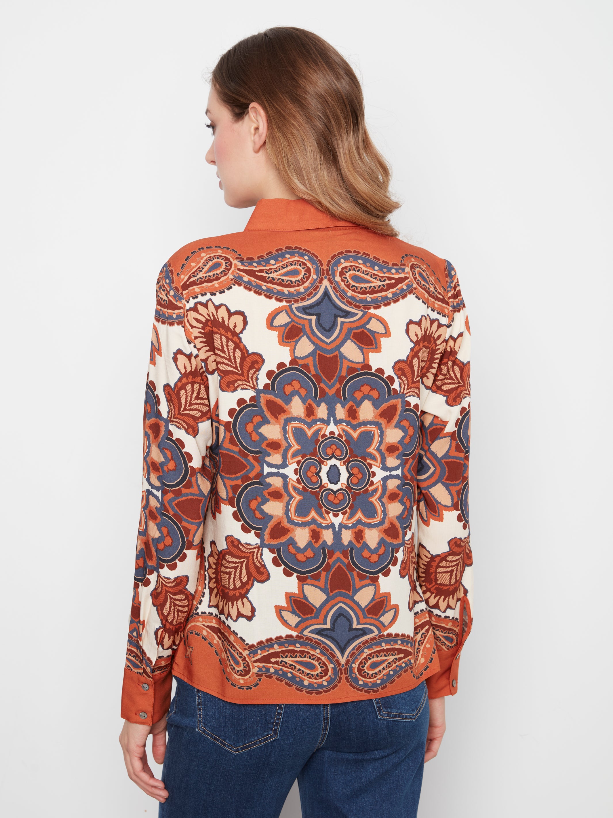 Chemise boutonnée à imprimé boteh