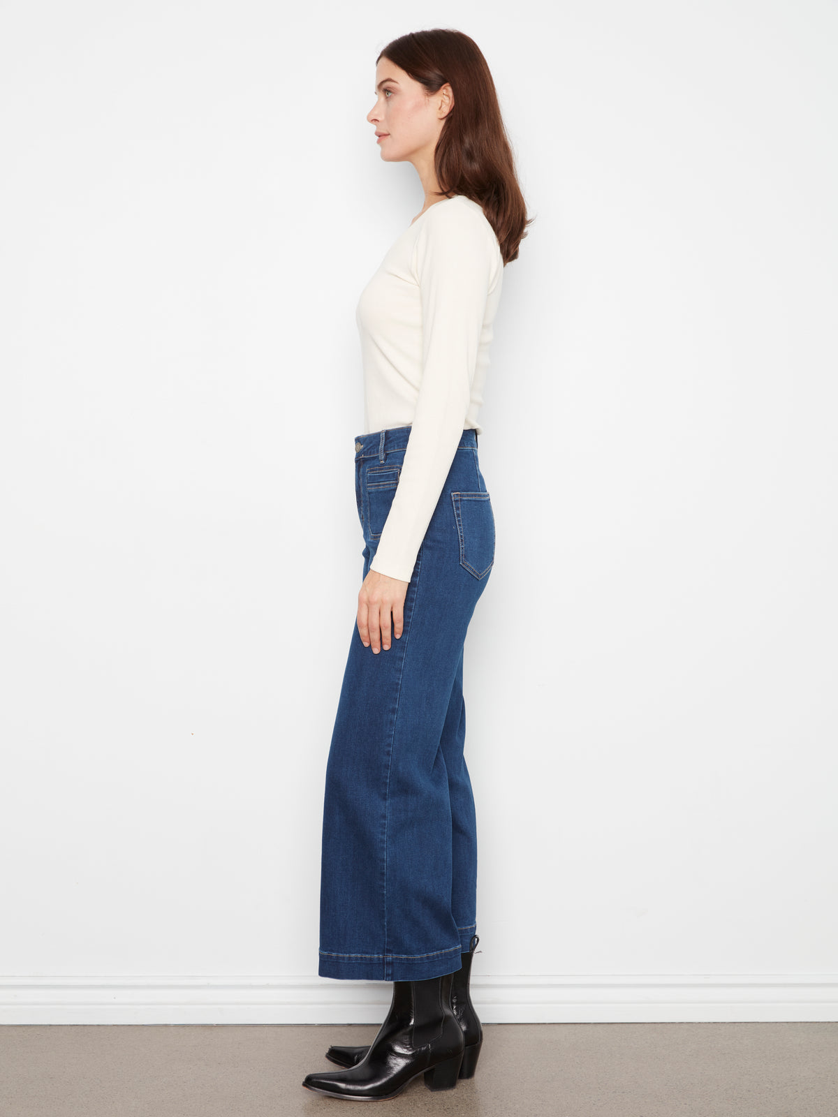 Jean large à poches plaquées indigo