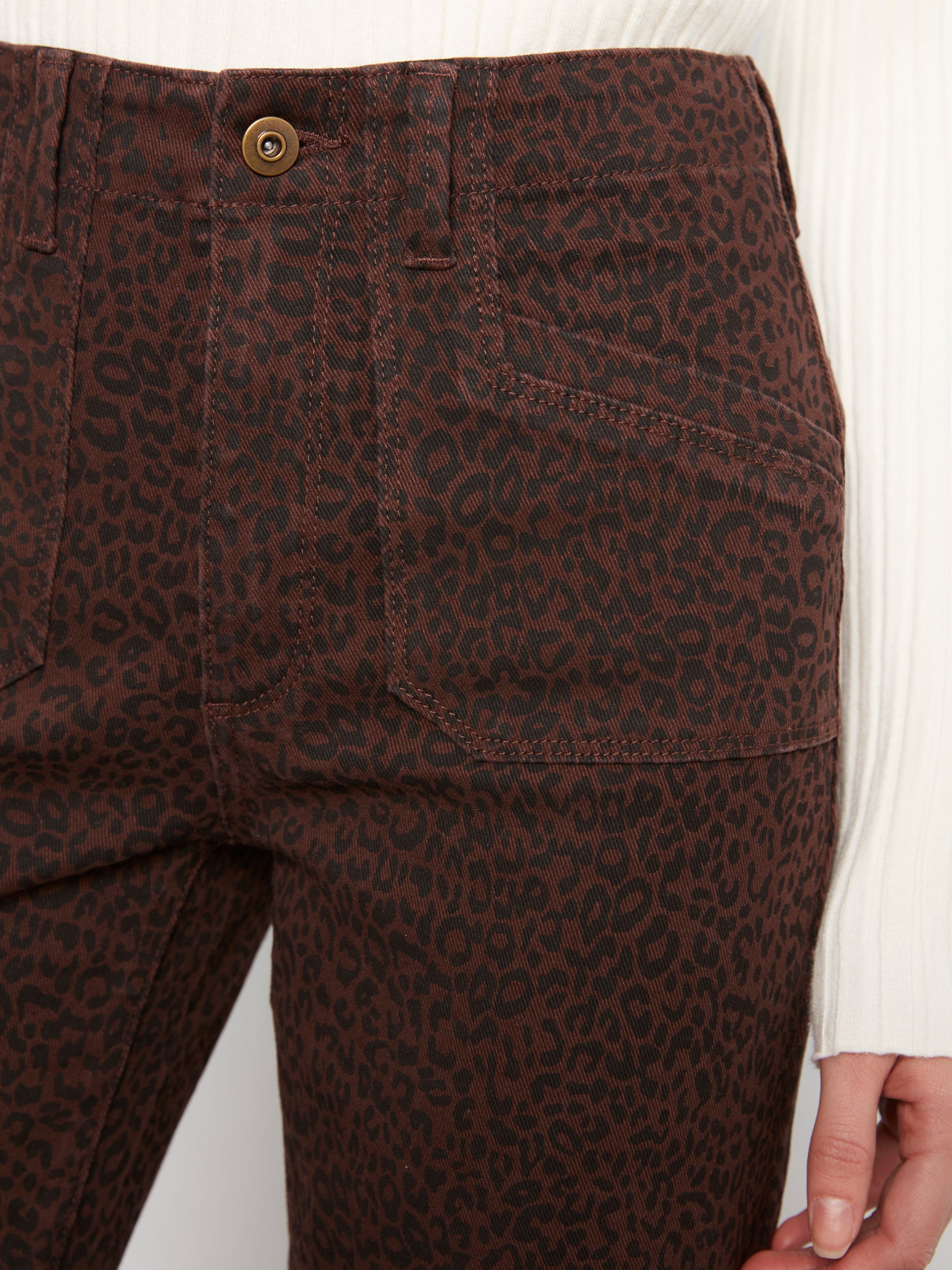 Pantalon à jambes larges léopard brun