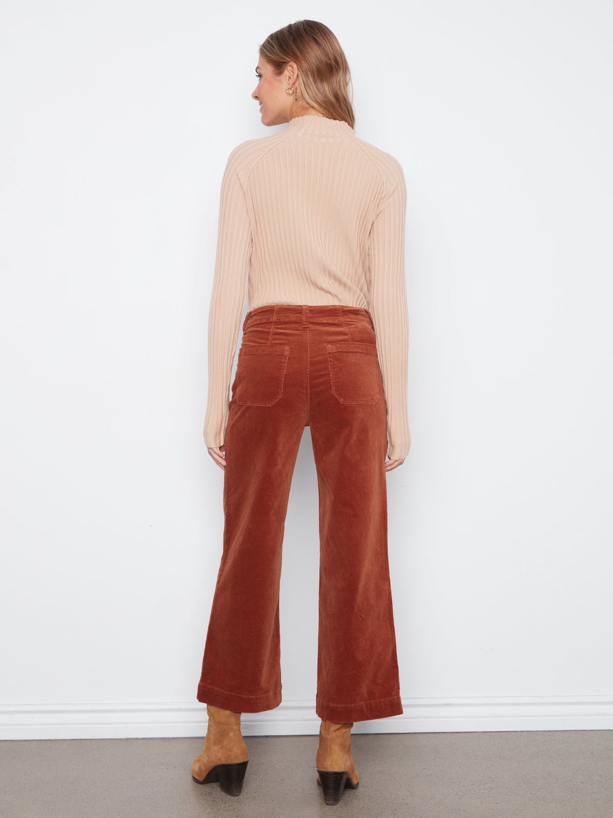Pantalon écourté extensible à jambe large - Gingembre