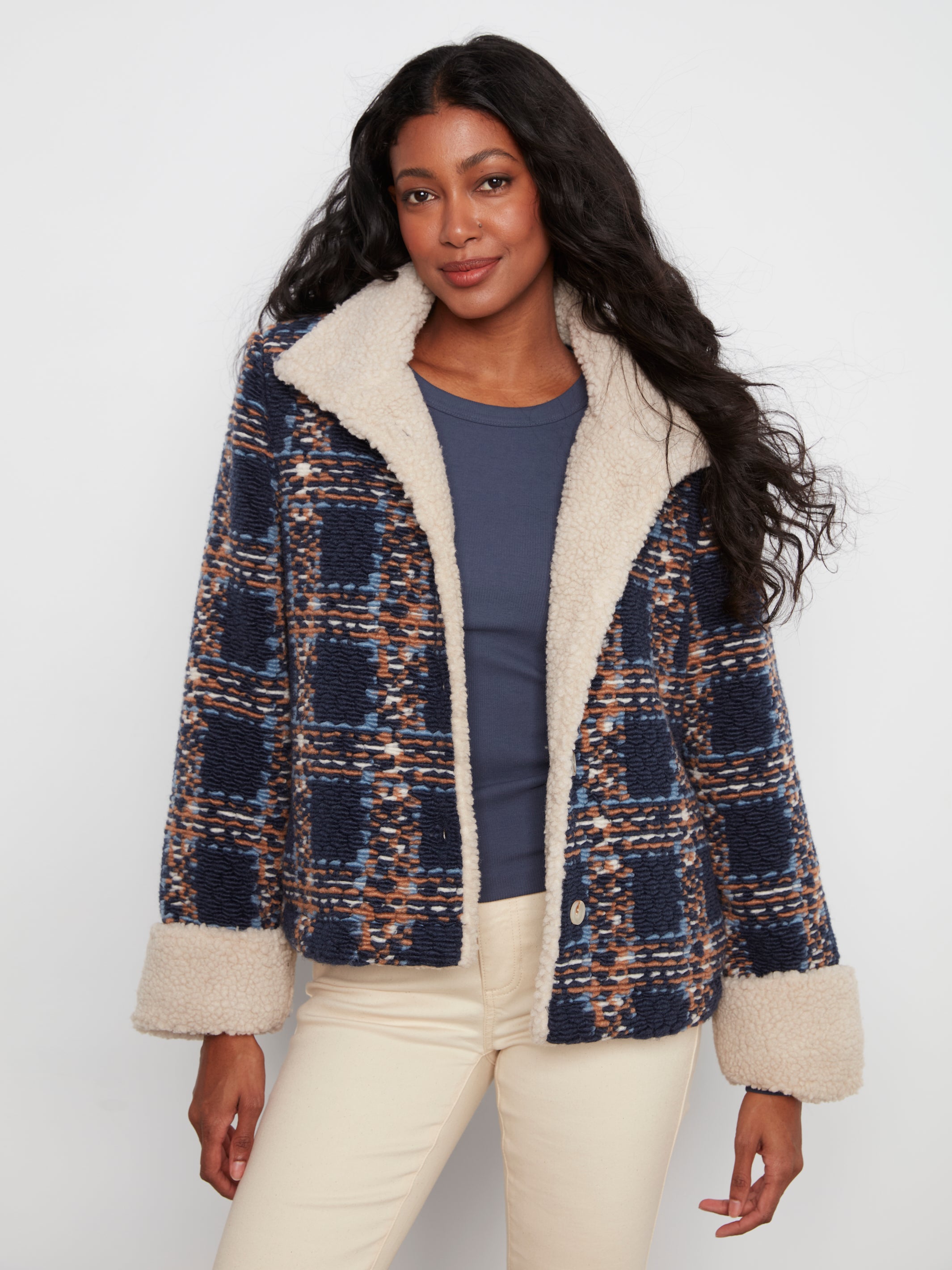 Veste jacquard à doublure peluche