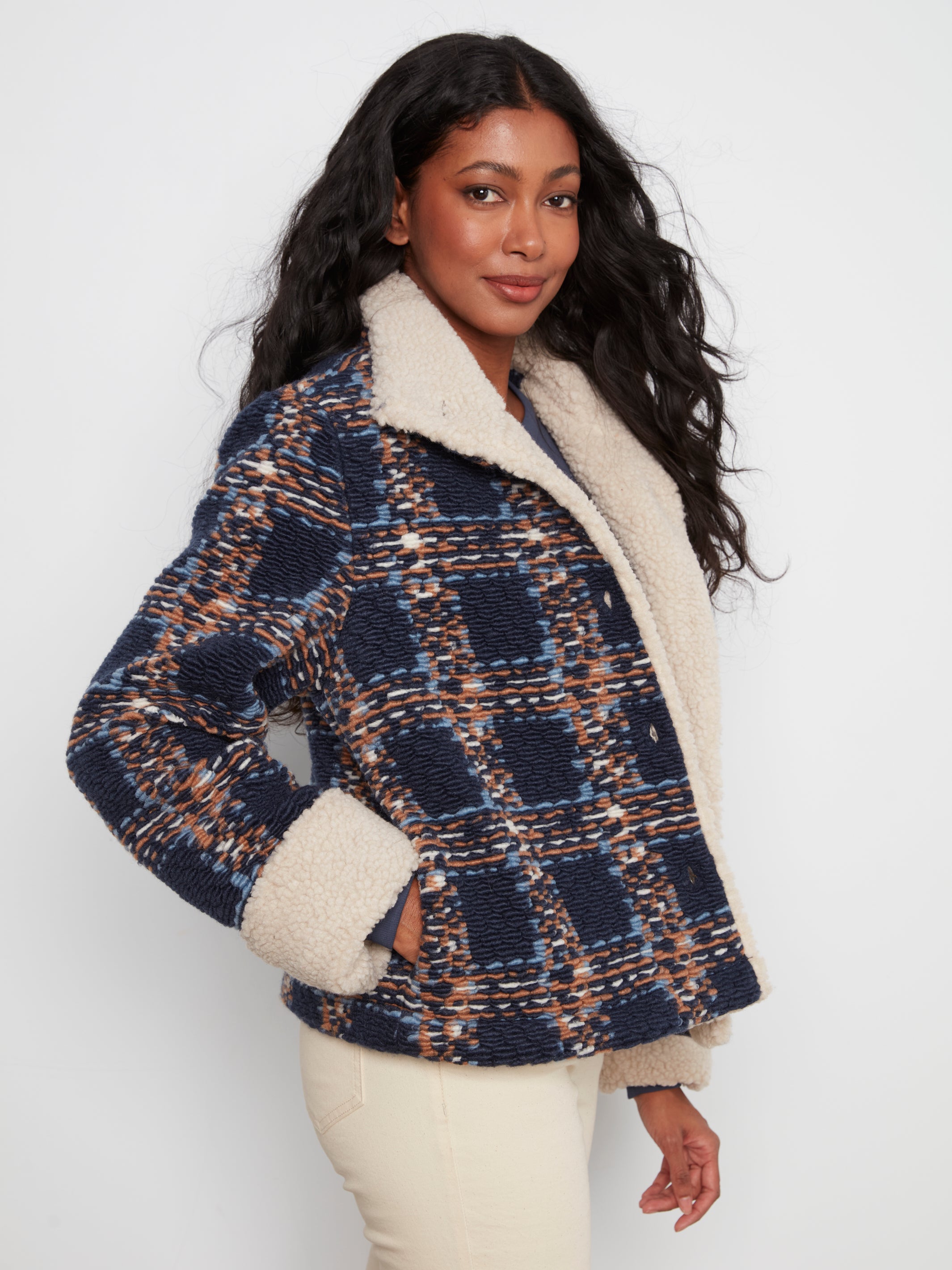Veste jacquard à doublure peluche