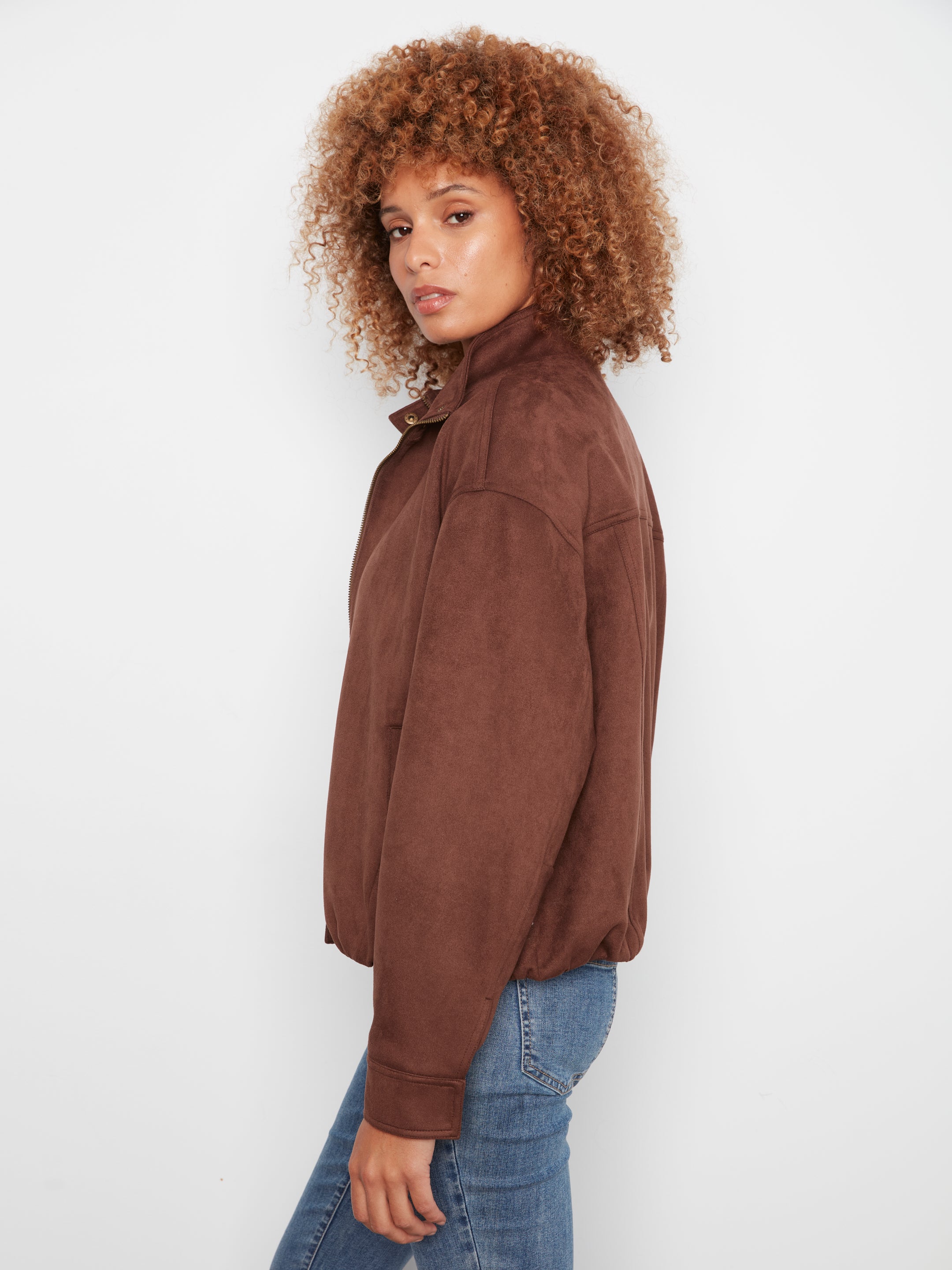 Blouson bomber en fausse suède