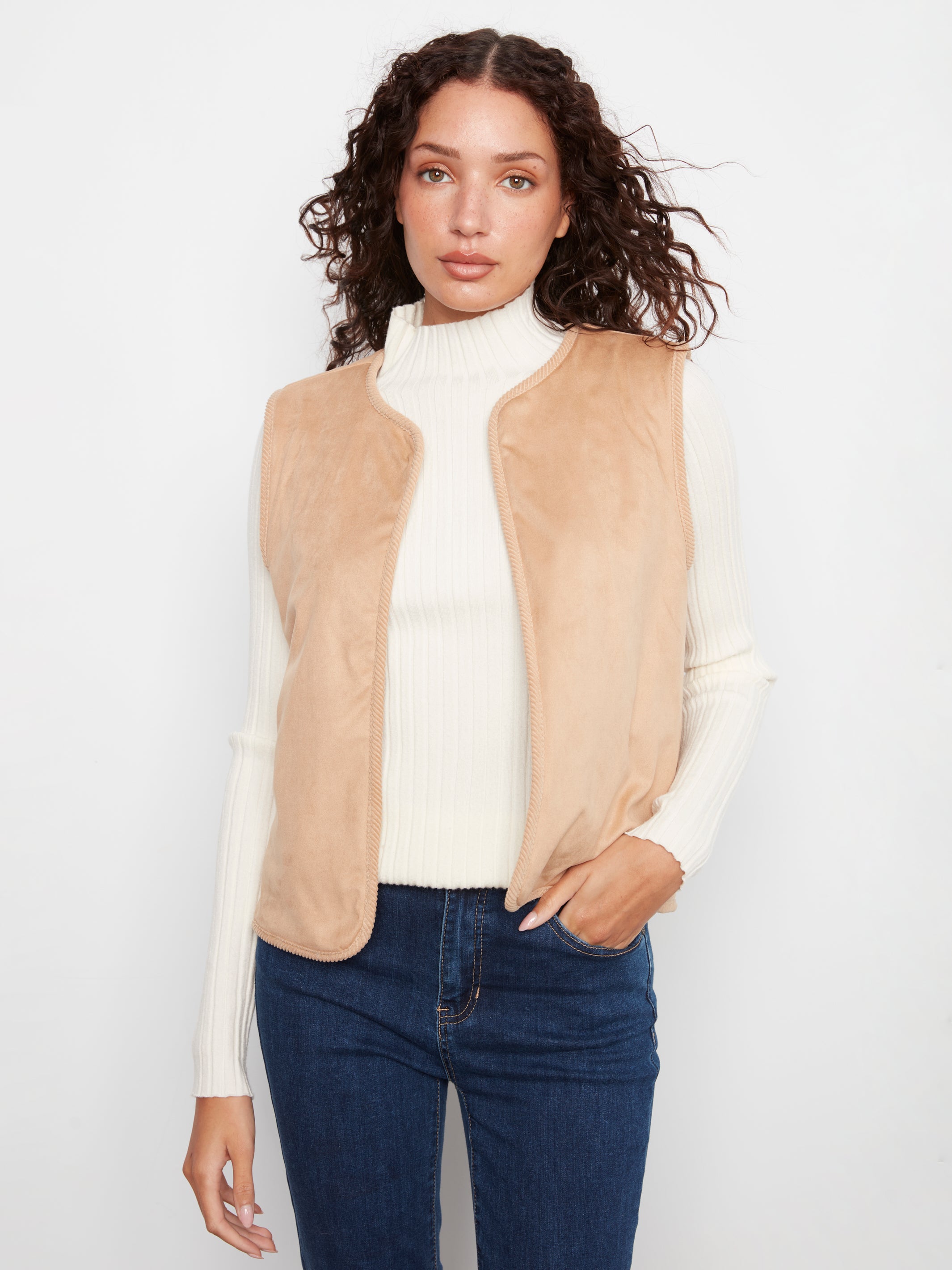 Veste sans manches réversible brodée