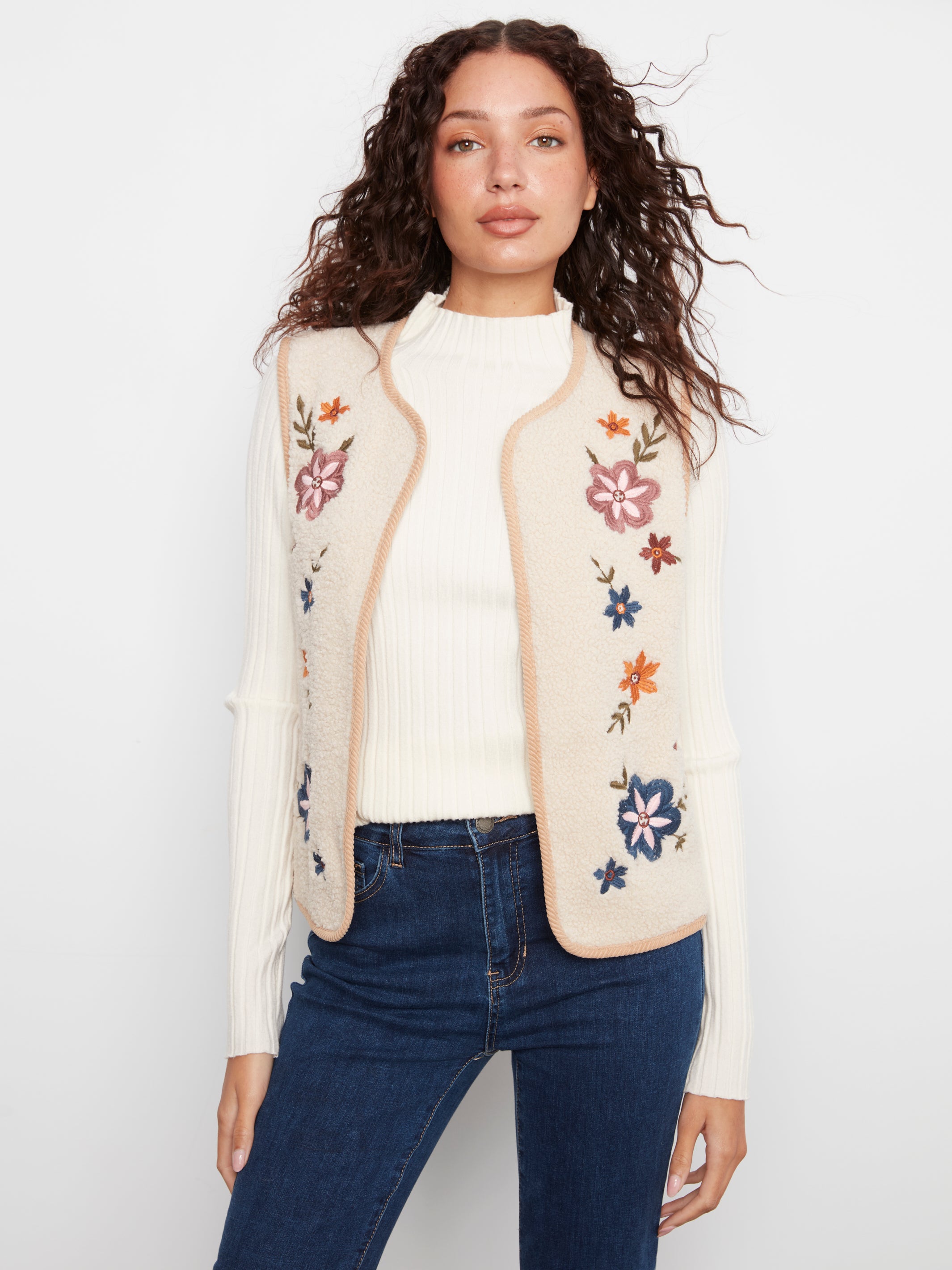 Veste sans manches réversible brodée