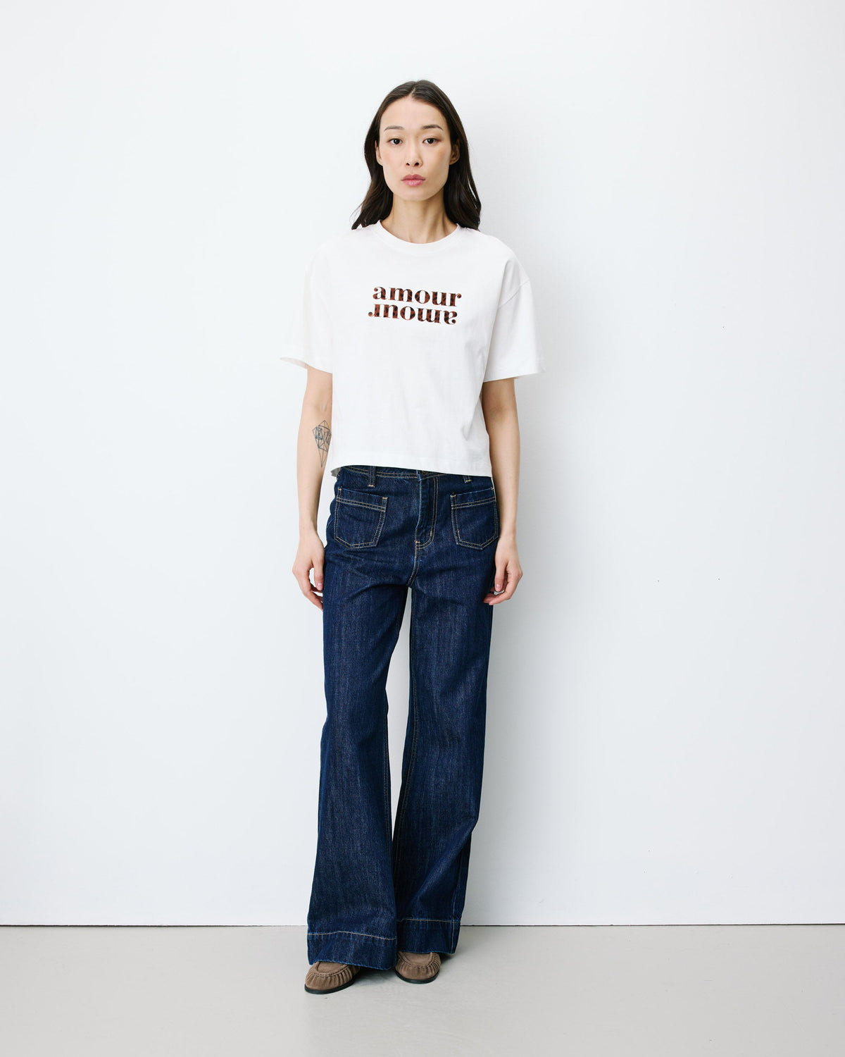 T-shirt Amour Amour couleur ivoire