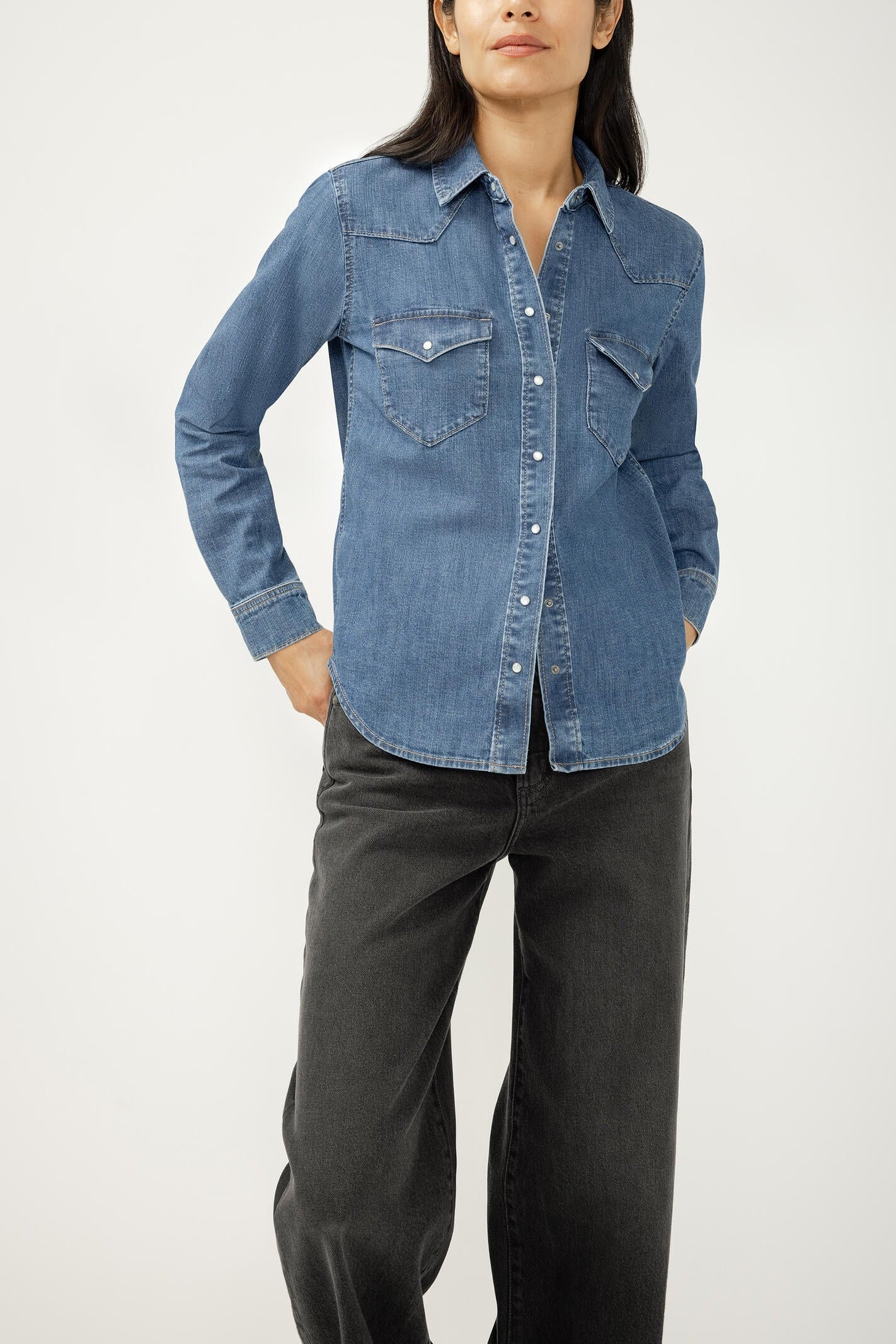 Chemise en denim style Western
