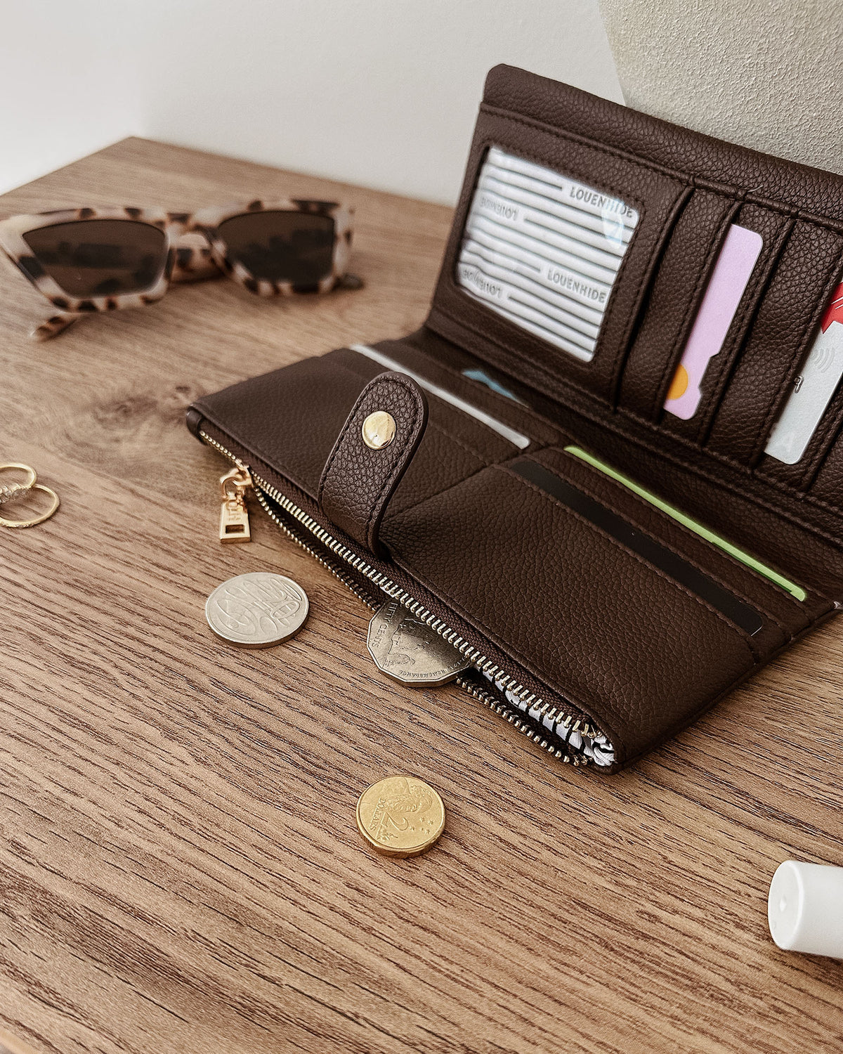 Portefeuille long Stella - Noir, chocolat ou olive