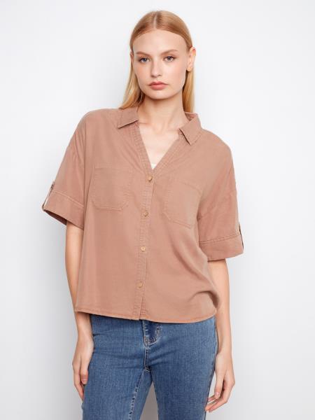 Chemisier en Tencel à manches courtes C4688 - Désert