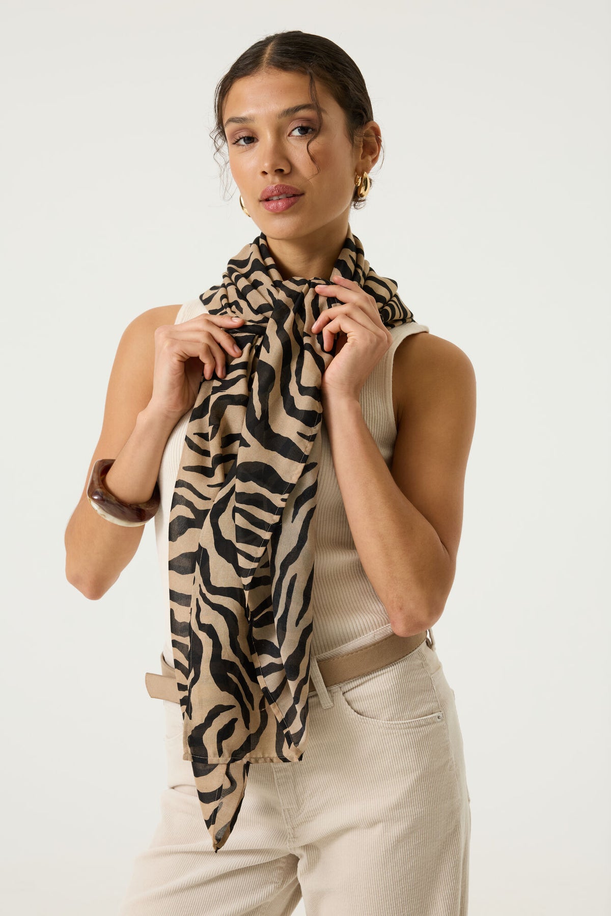 Foulard zébré beige et noir