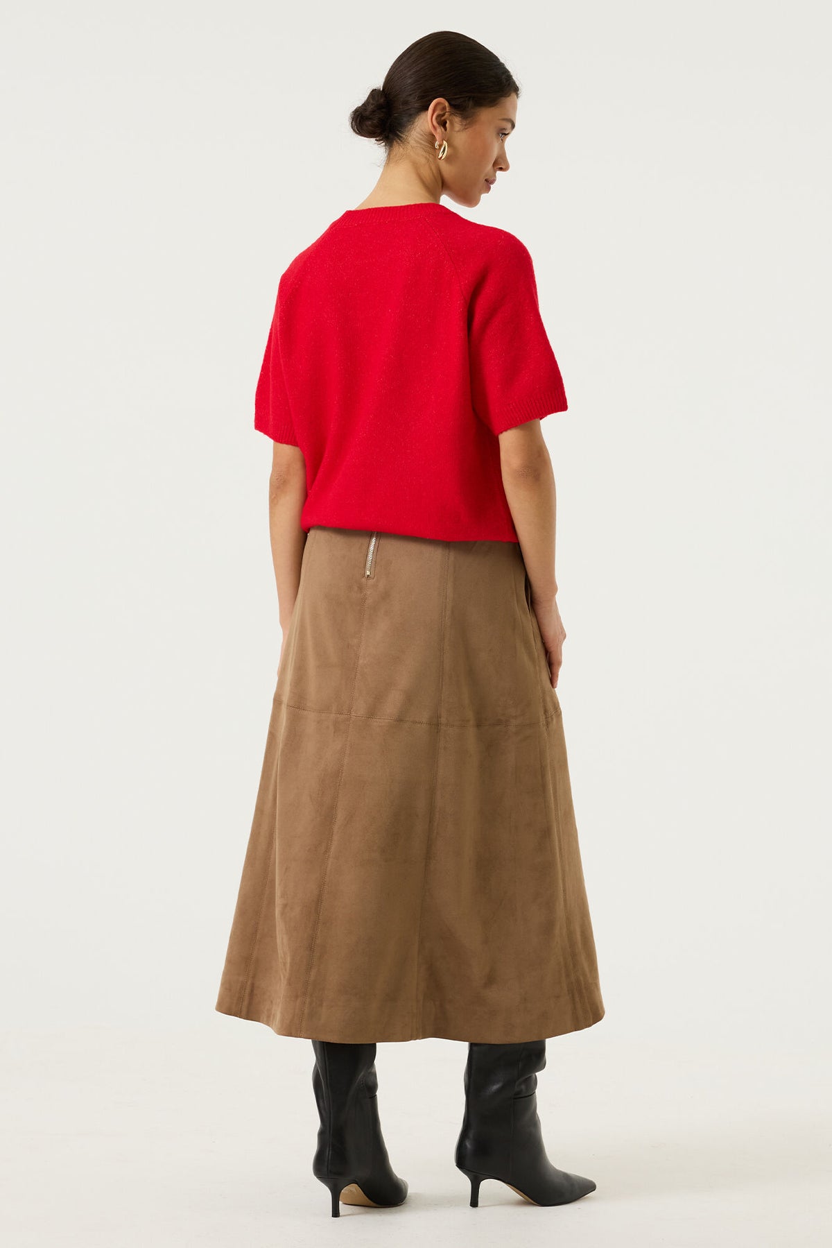 Jupe midi taupe