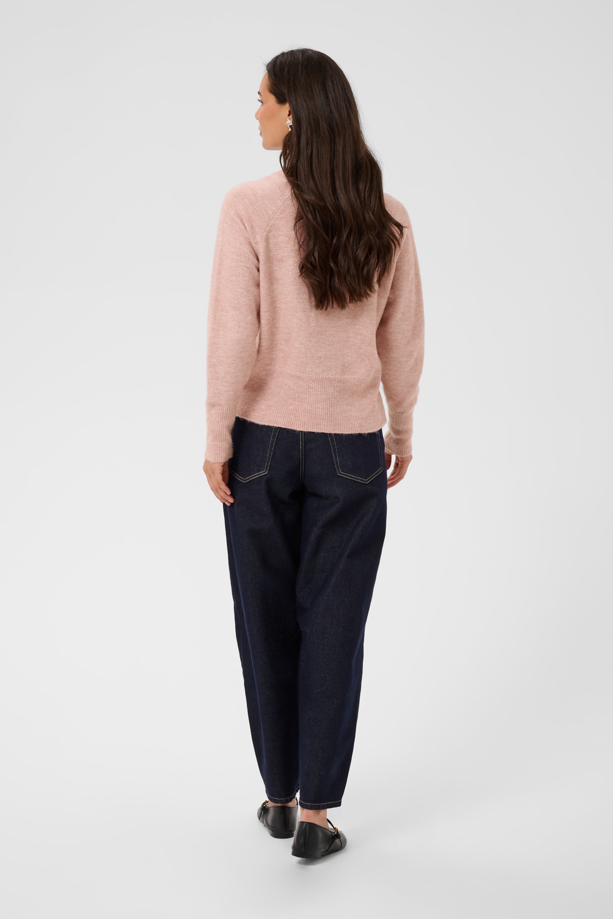 Pull à col en V mauve rosé