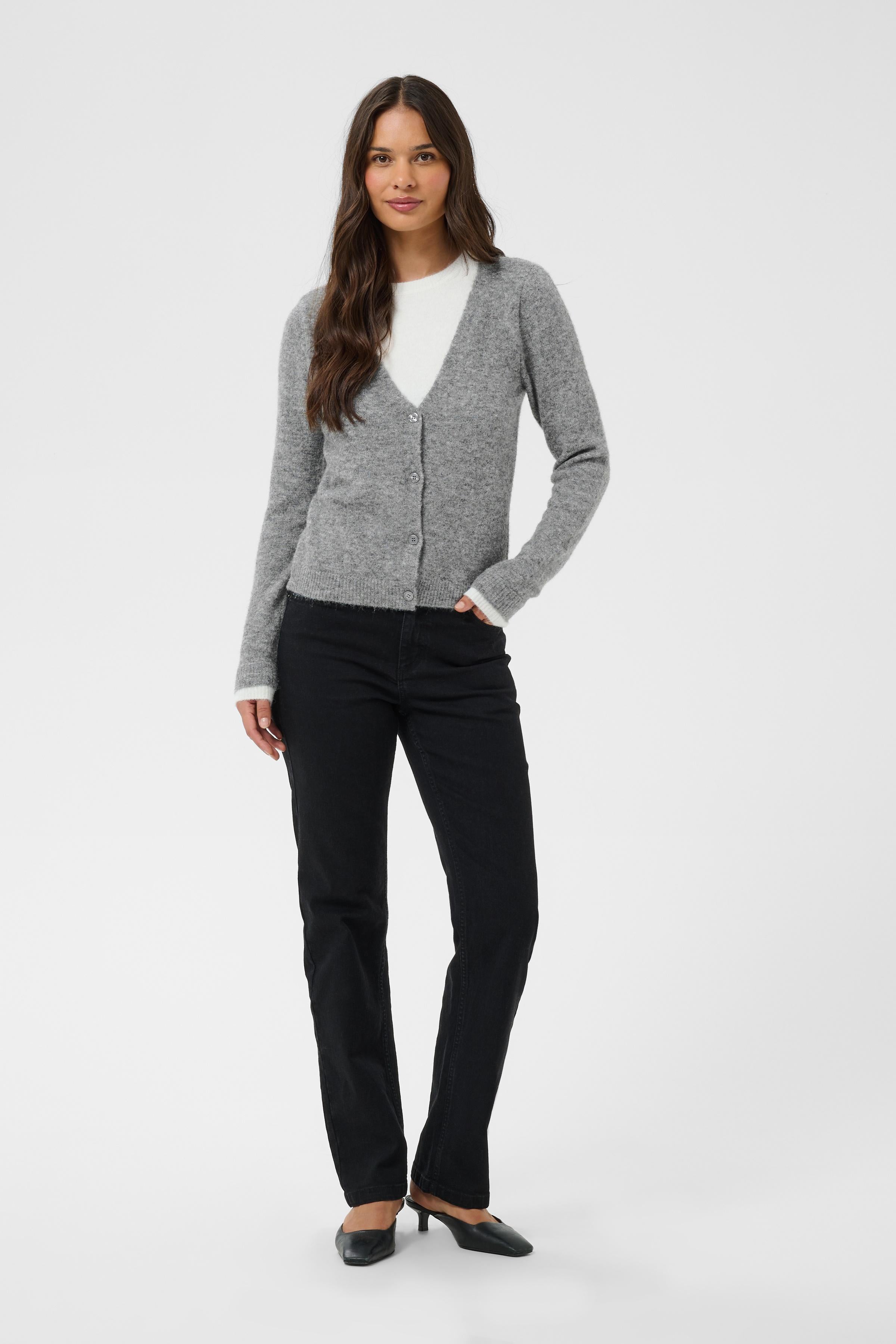 Cardigan à col en V gris