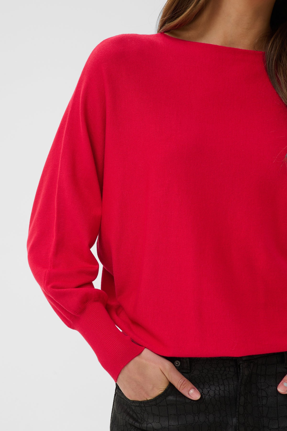 Pull rouge à manches chauve-souris KAlizza