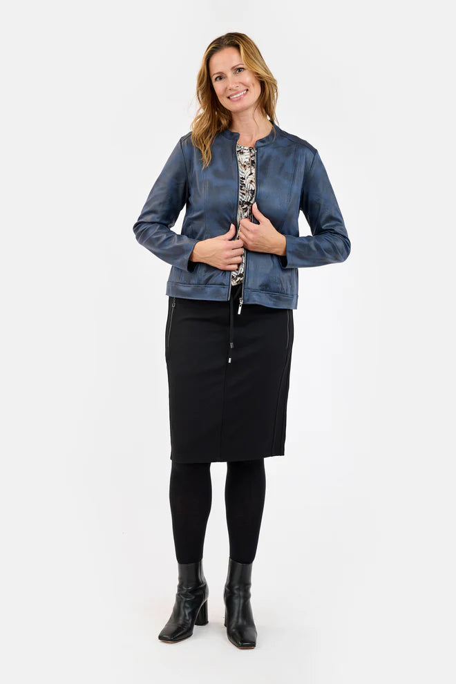 BTX Veste en similicuir avec col chinois
