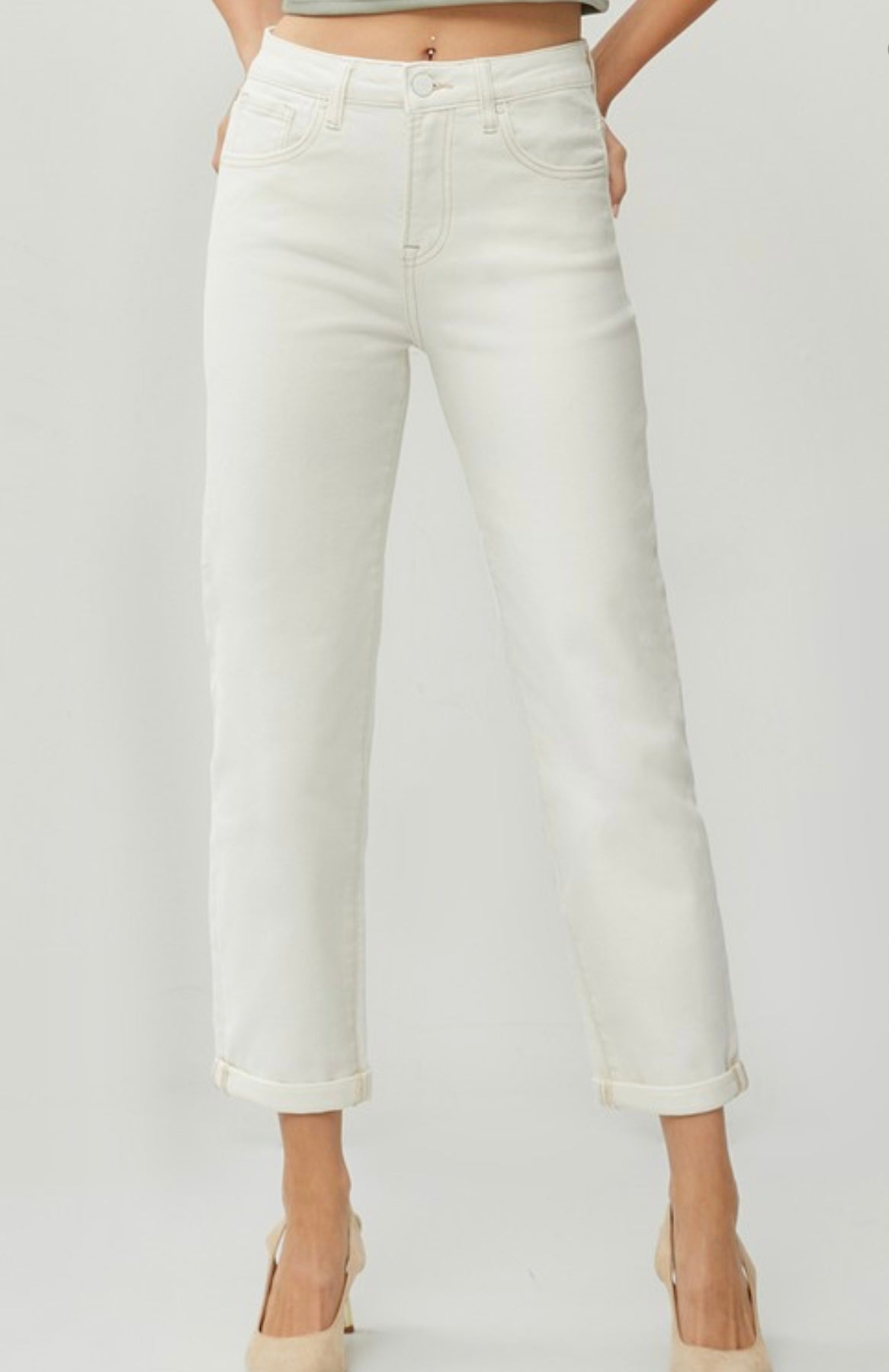 Jeans jambe droite, à la cheville