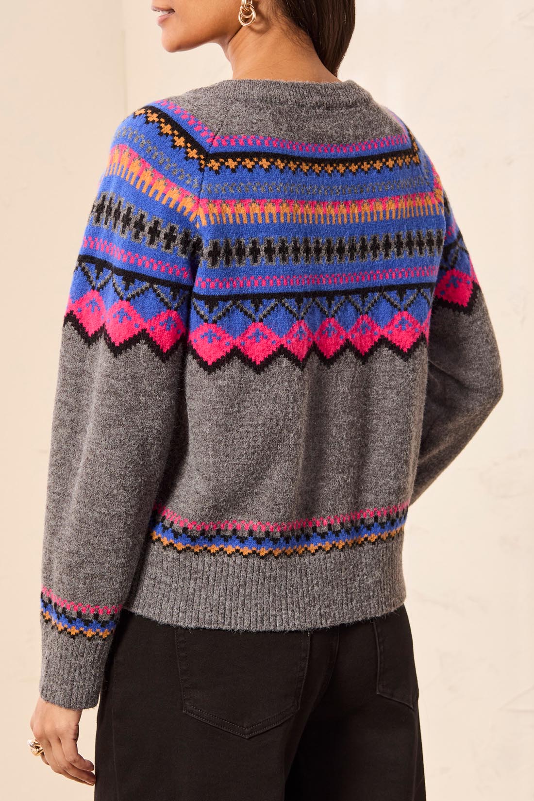 Cardigan en jacquard à col rond