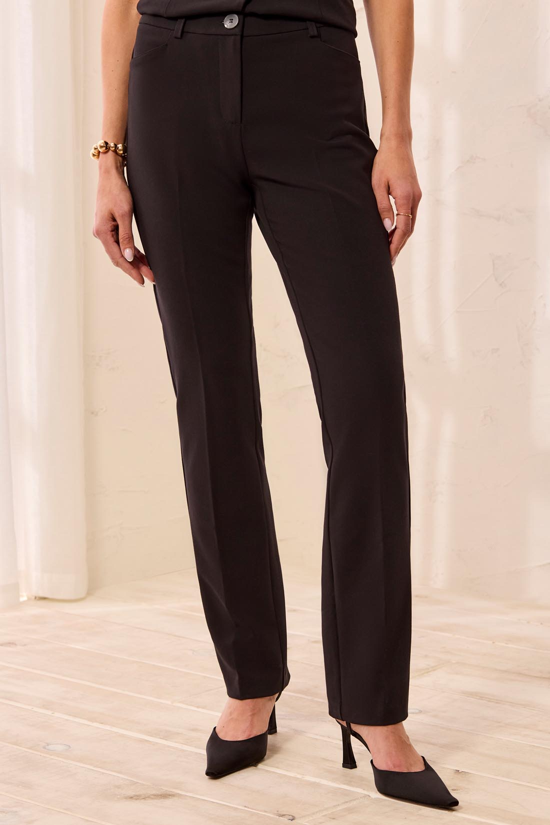 Pantalon habillé noir à coupe droite
