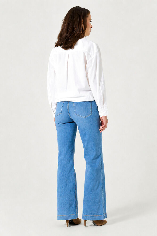 Jean large Celia en bleu moyen délavé