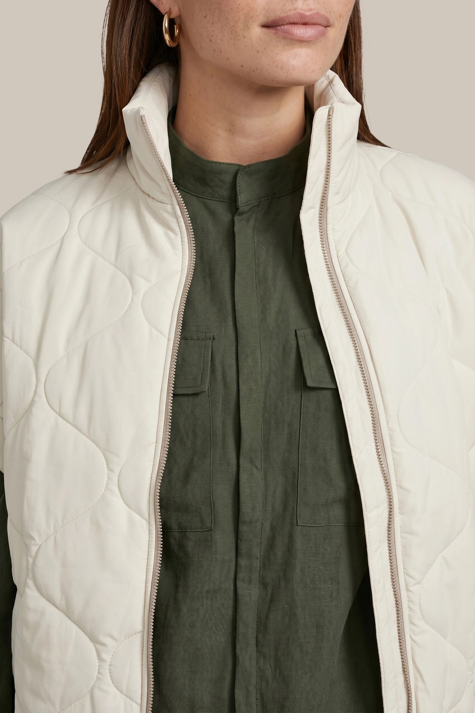 Veste matelassée à col montant crème