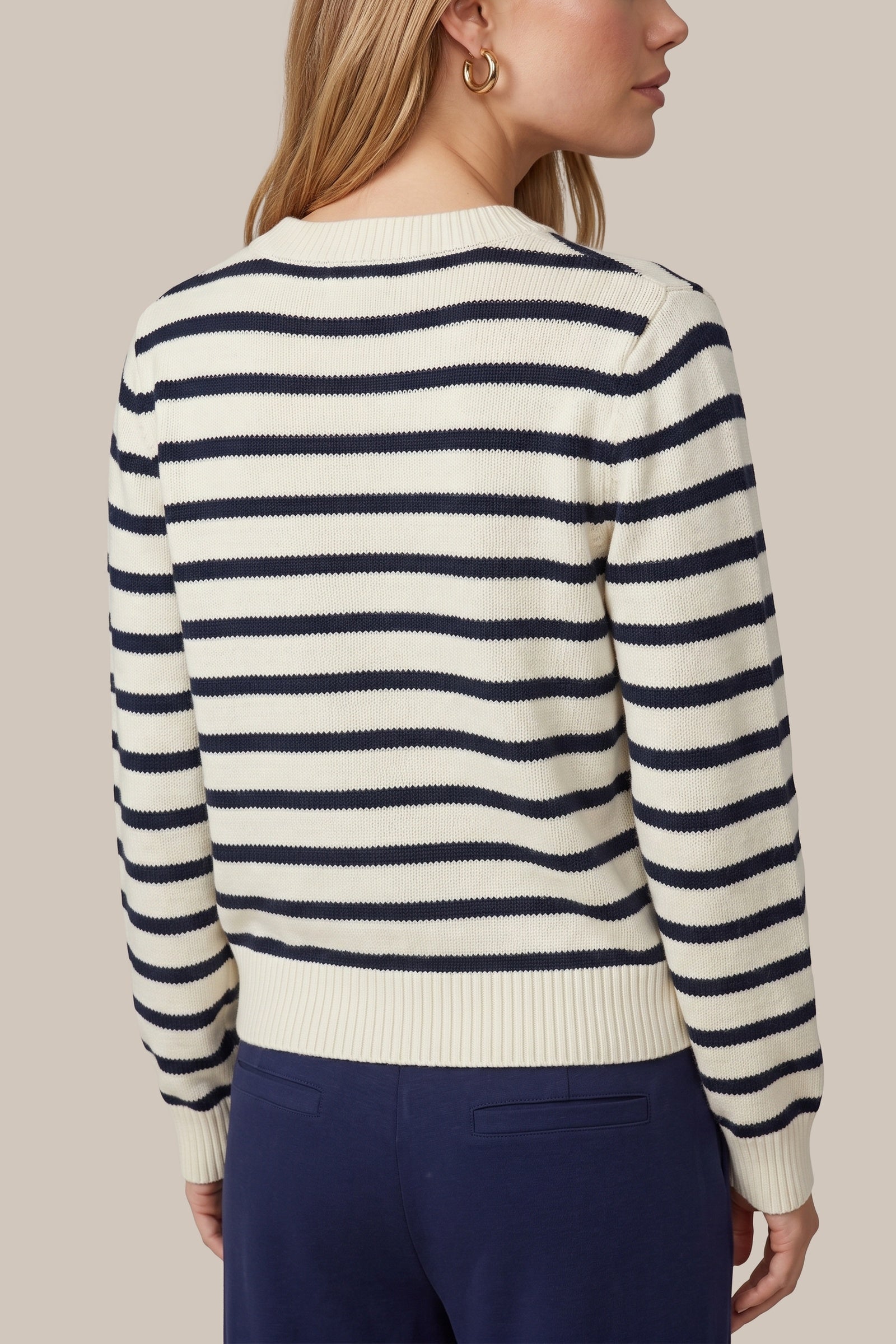 Cardigan rayé avec boutons nacrés