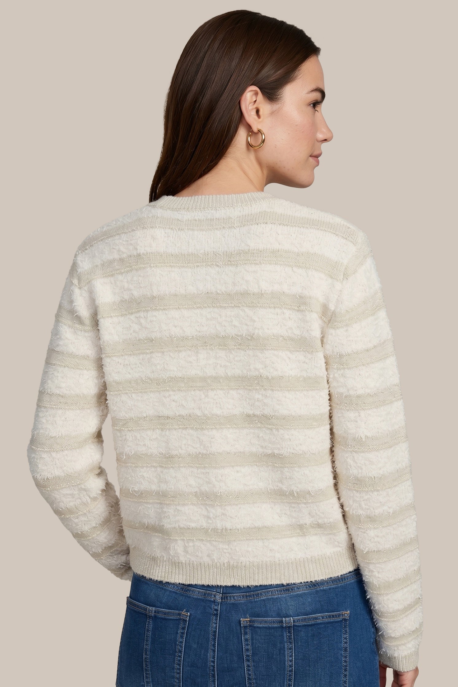 Cardigan duveteux rayé