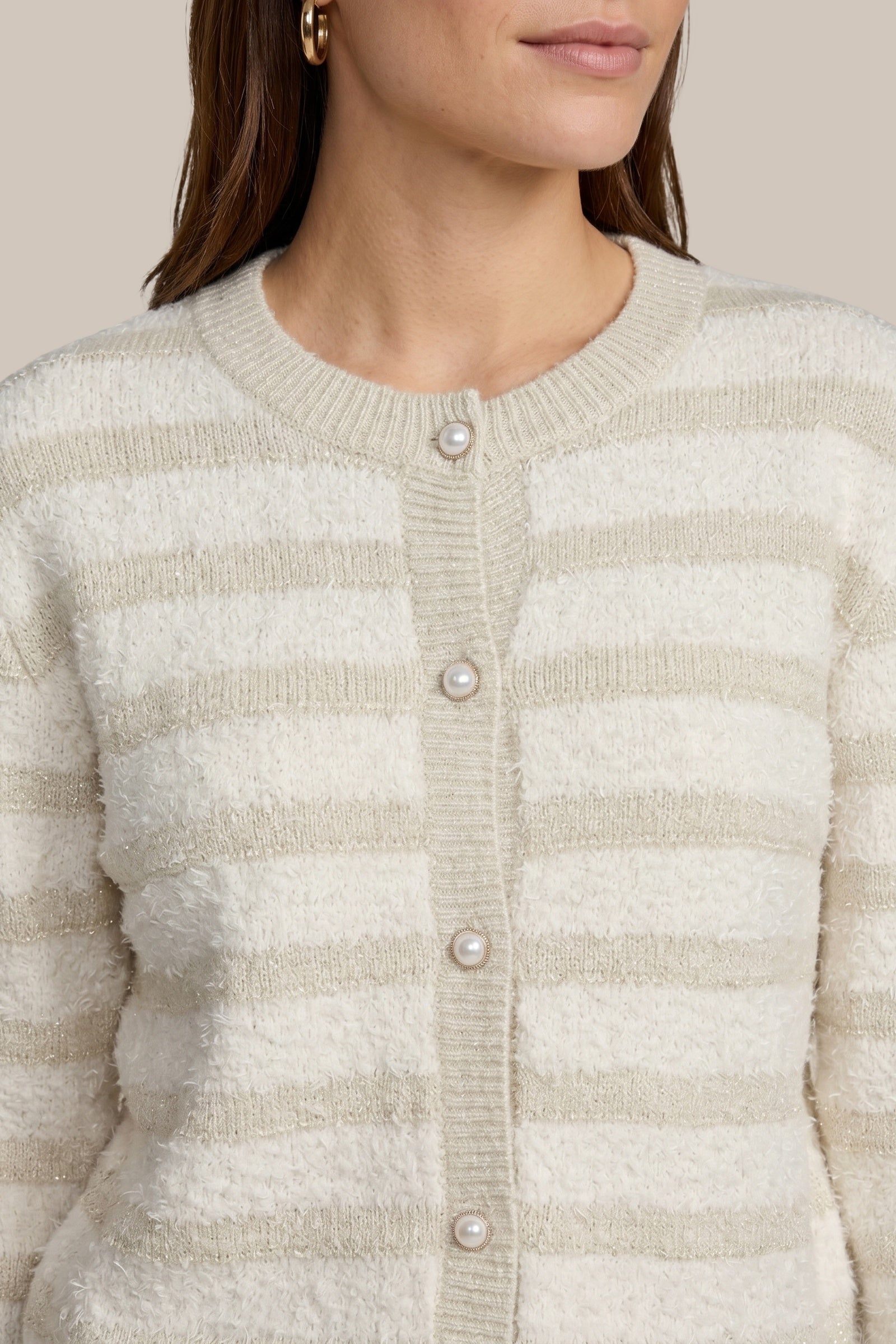 Cardigan duveteux rayé