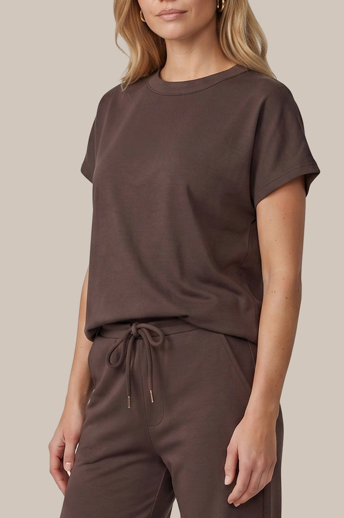 T-shirt à col rond et boutons dorés au dos