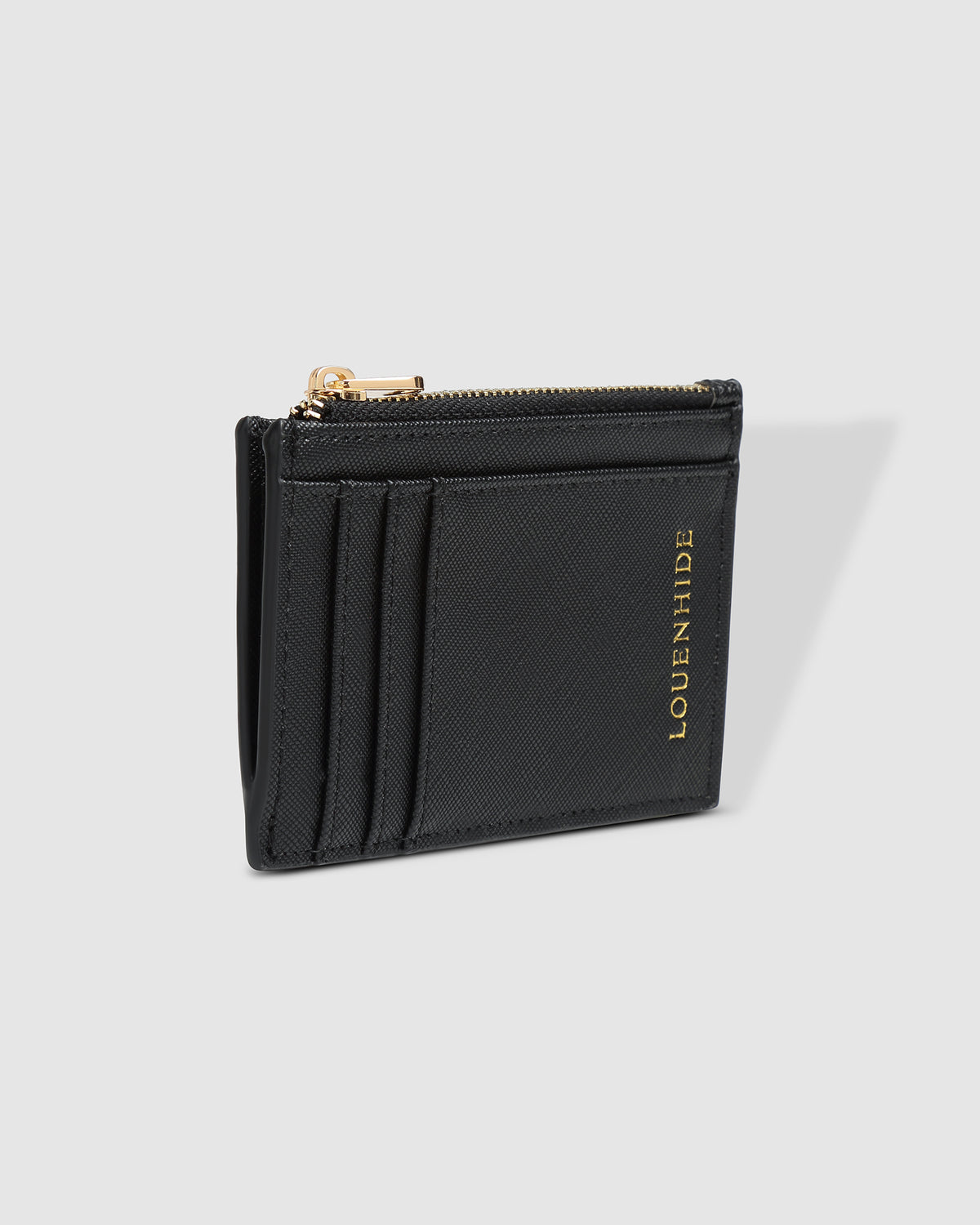 Porte-cartes compact texturé Cara - Noir, camel ou vert sauge