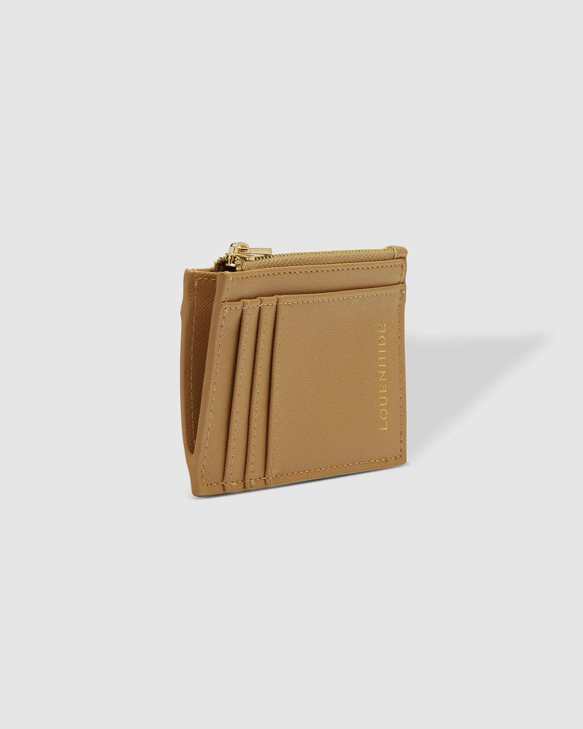 Porte-cartes compact texturé Cara - Noir, camel ou vert sauge