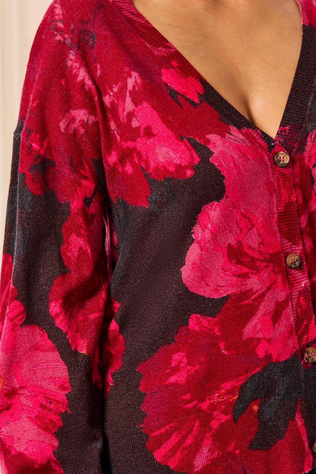 Cardigan floral jazzy à col en V