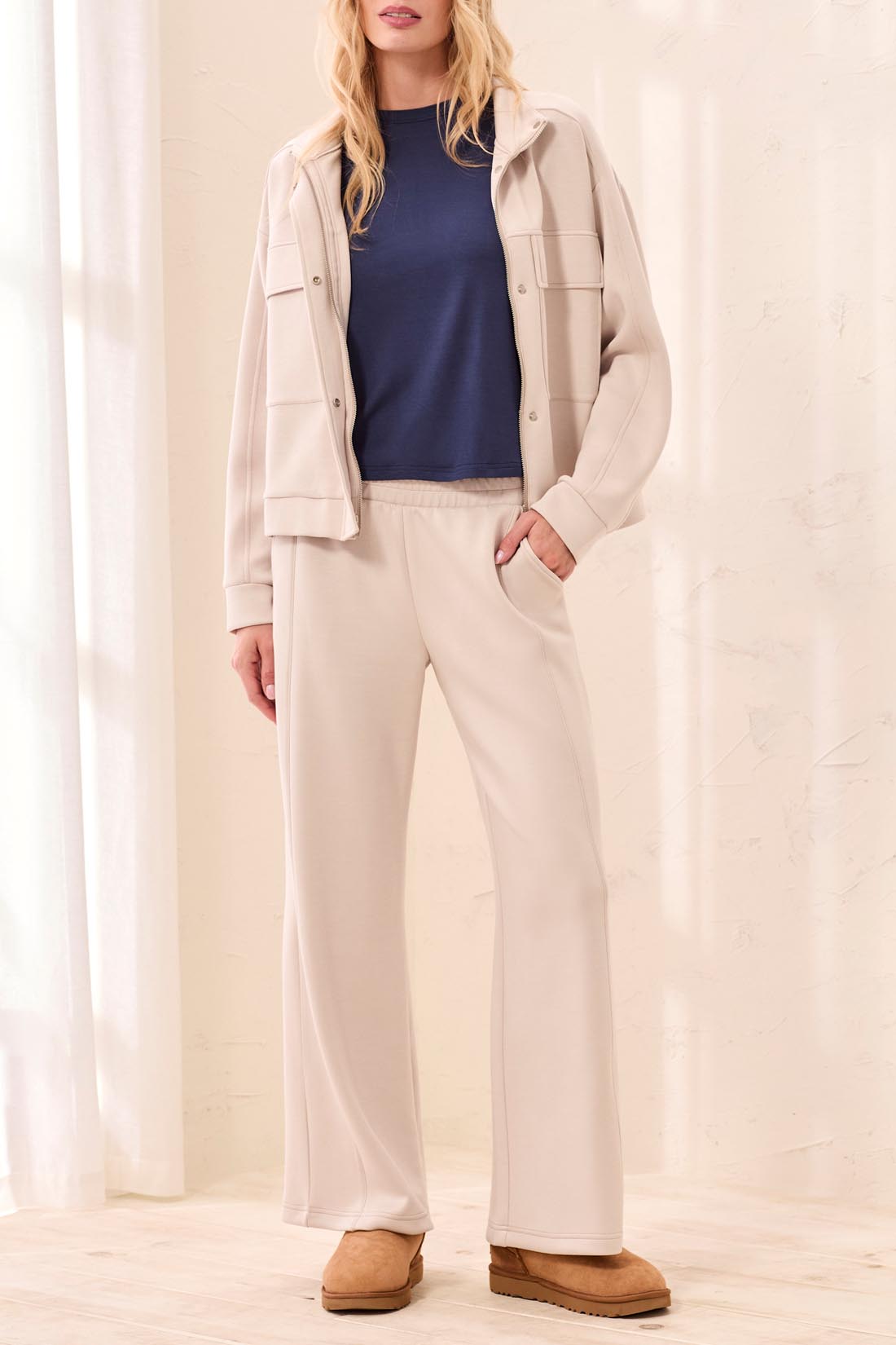 Pantalon large couleur sable