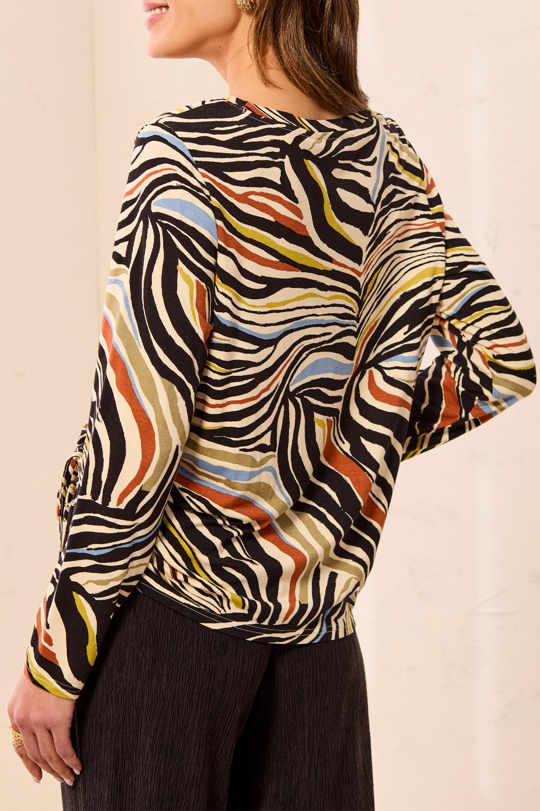Haut zébré multicolore manches longues