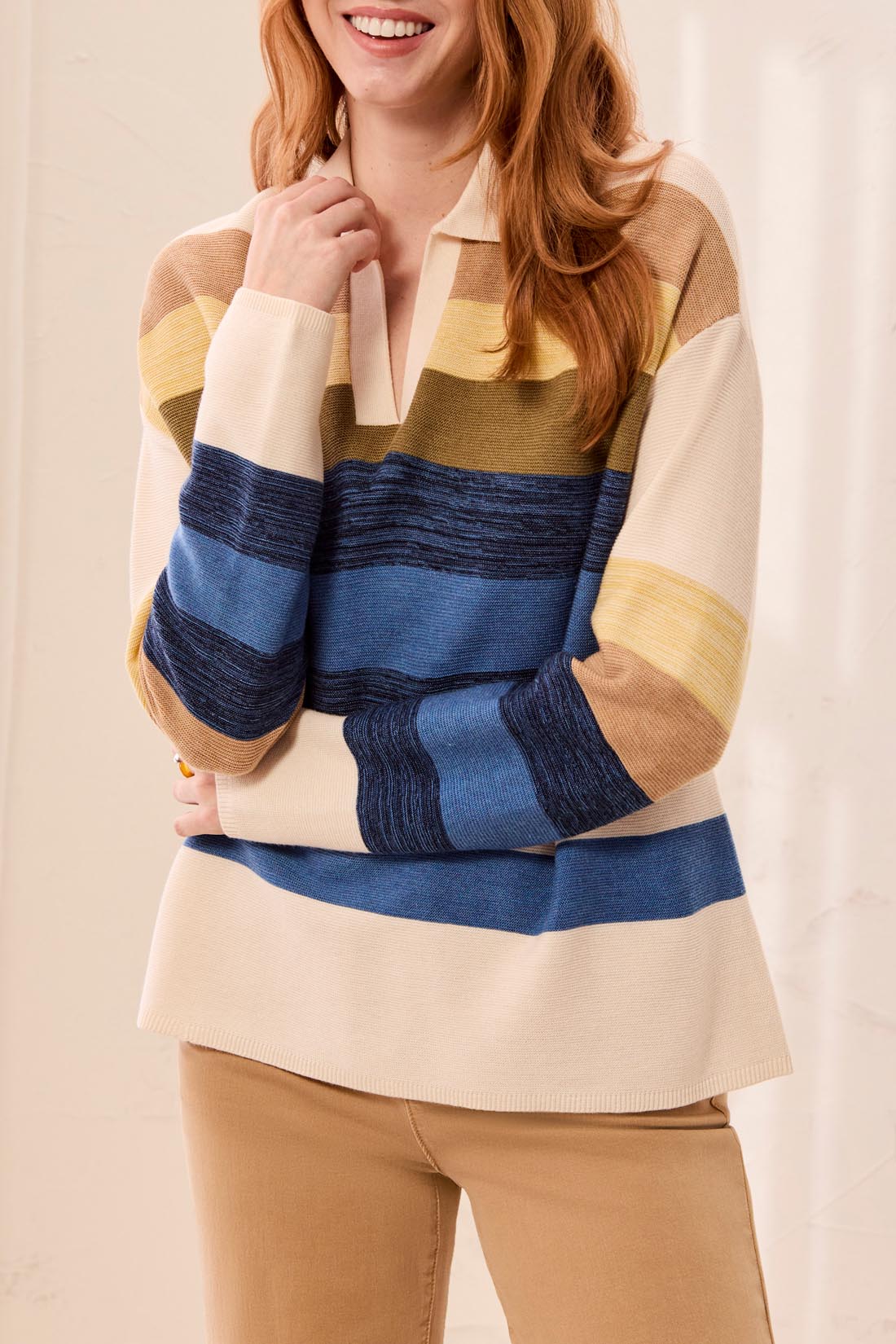 Pull rayé à col polo