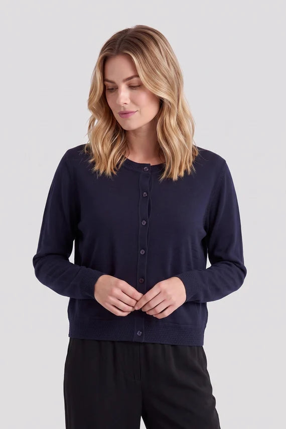 Cardigan boutonné marine